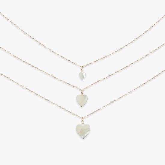 Mother of pearl heart charm necklace gold filled