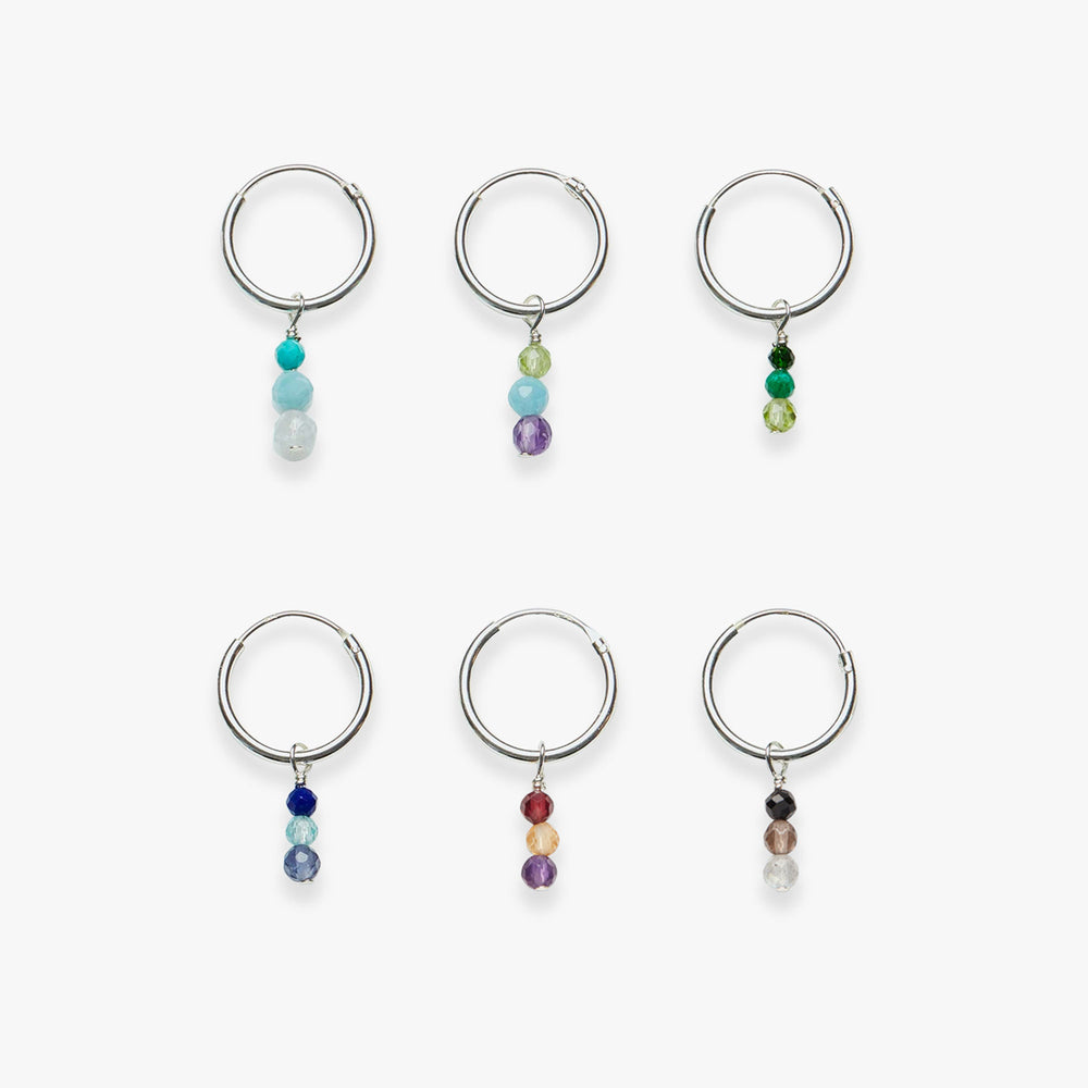 Palette gemstone charm earring silver