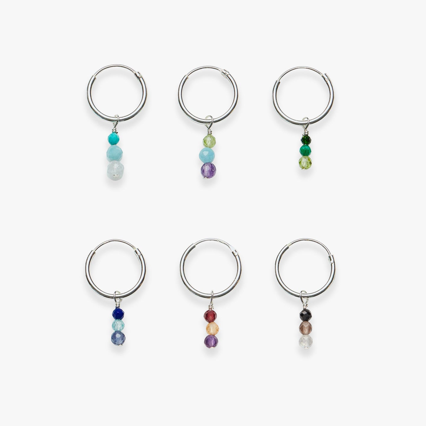 Palette gemstone charm earring silver