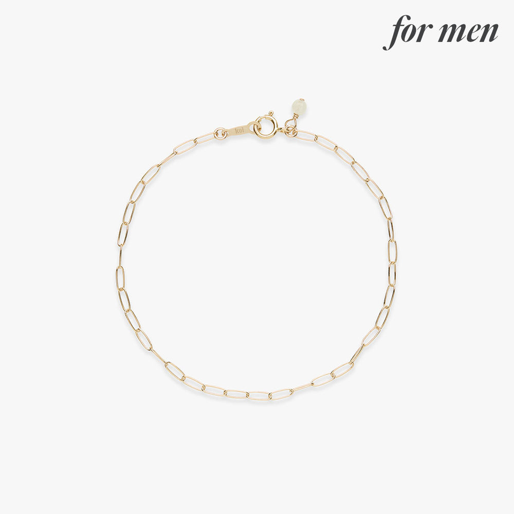 Paperclip chain bracelet gold filled for men