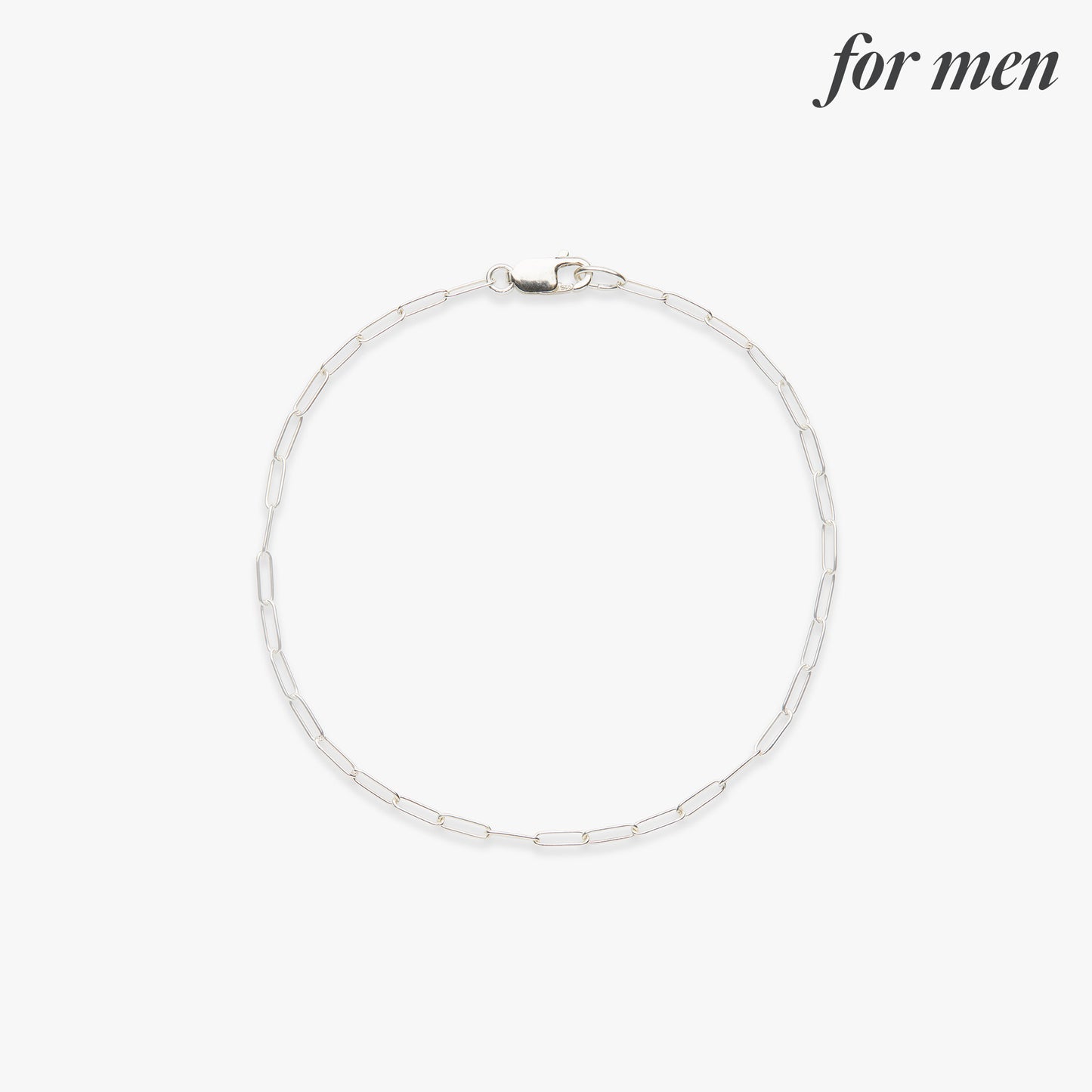 Paperclip chain bracelet silver for men