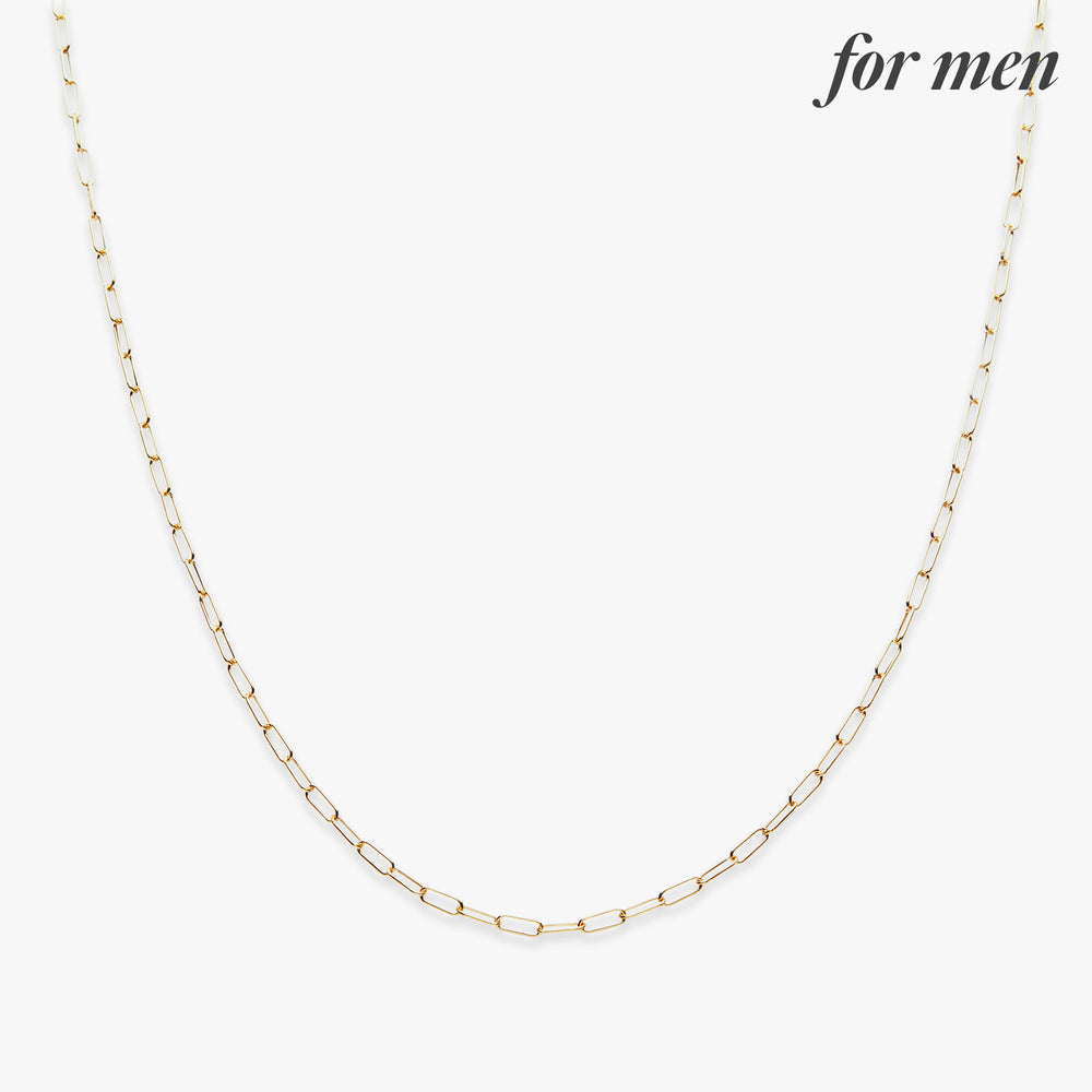 Paperclip chain necklace gold filled for men