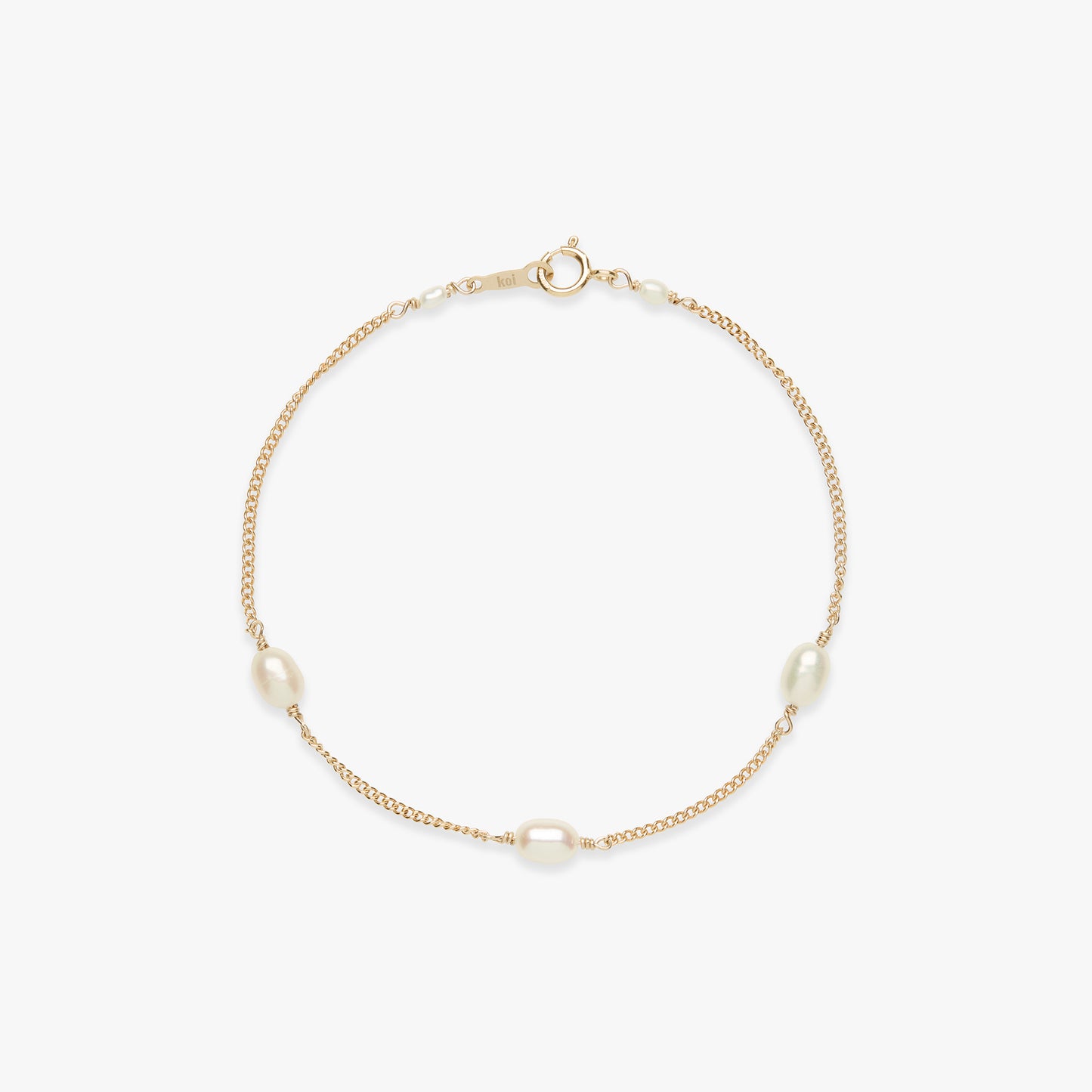 Pearl curb armband gold filled