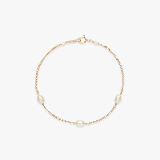 Pearl curb armband gold filled