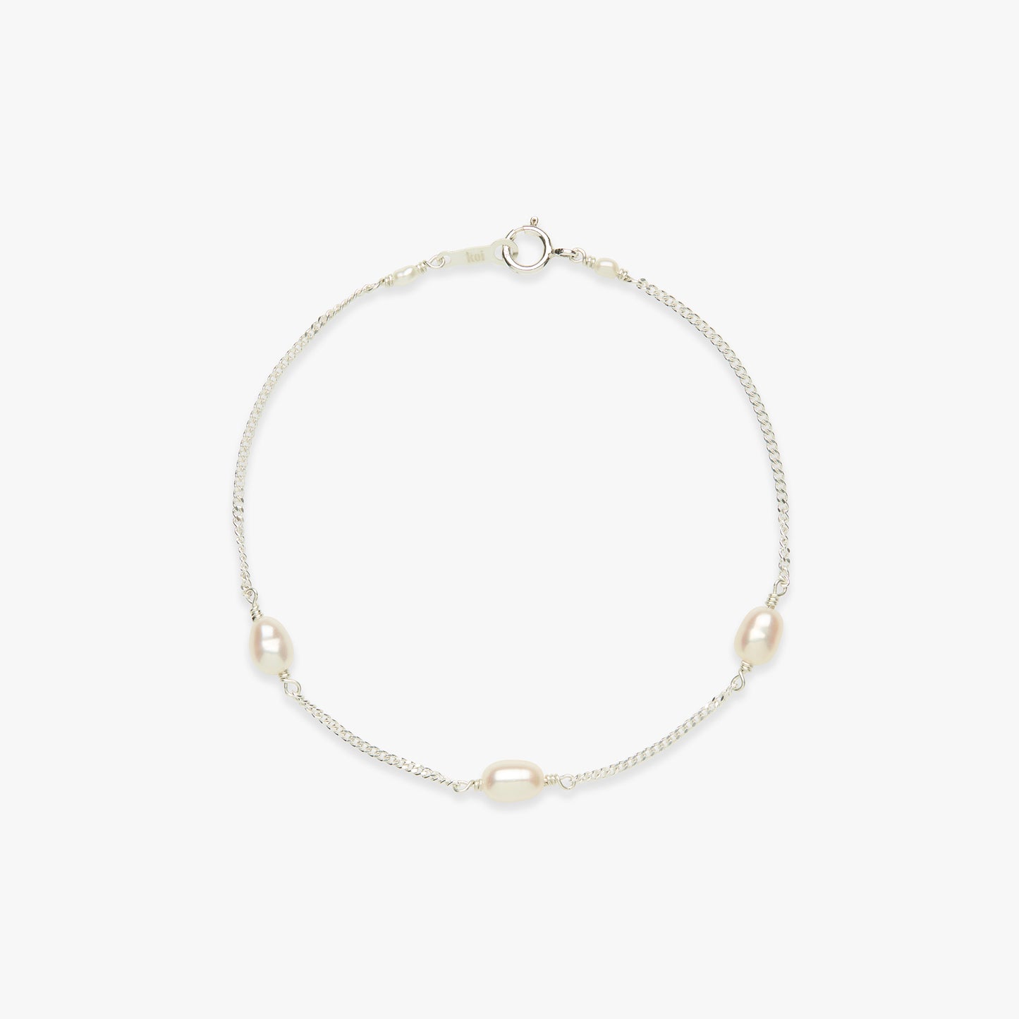 Pearl curb bracelet silver