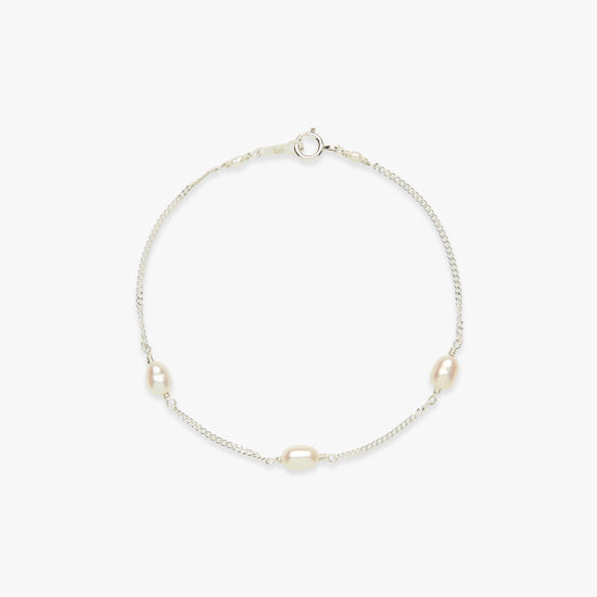 Pearl curb bracelet silver