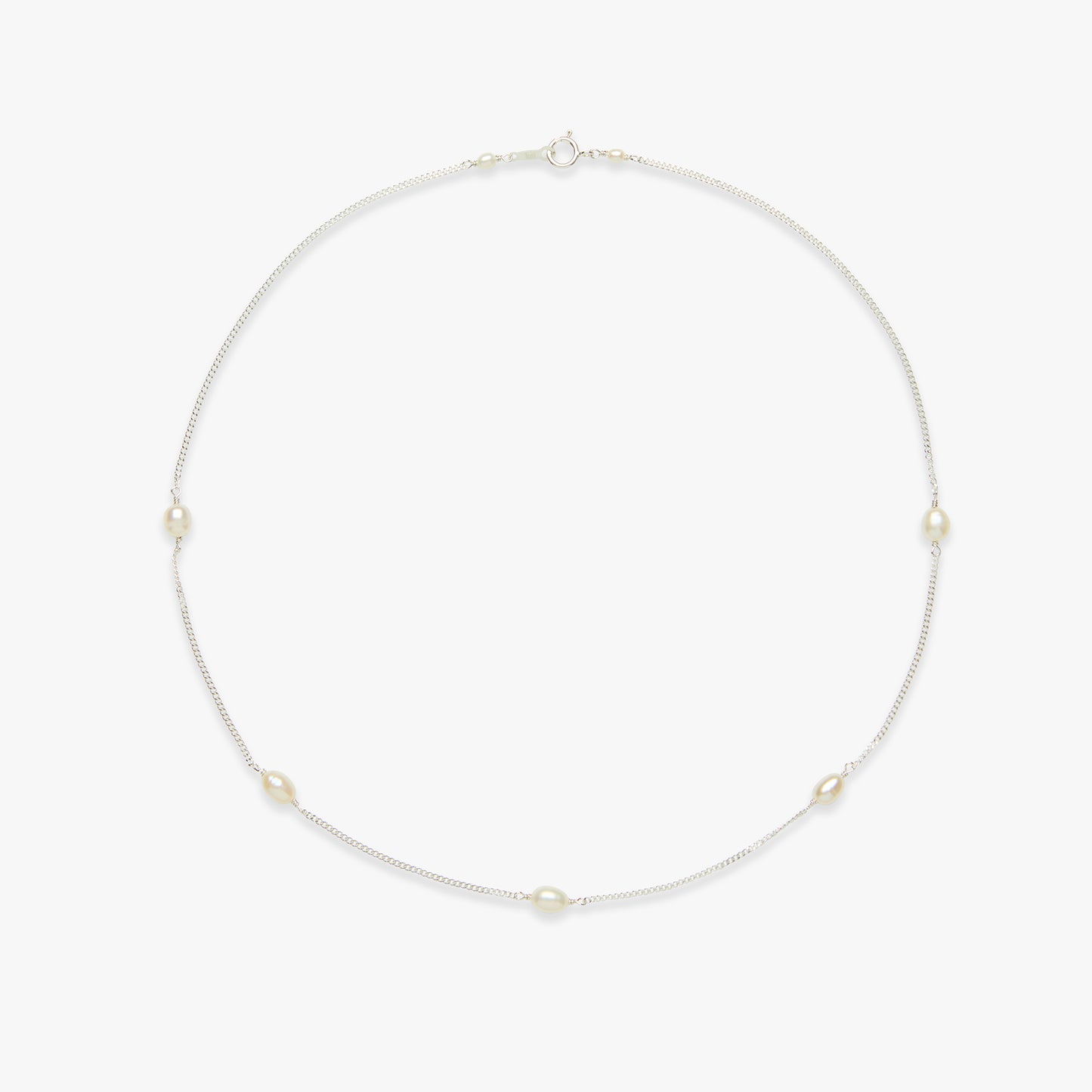 Pearl curb necklace silver