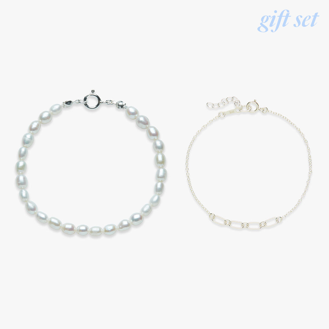 Pearls at the disco bracelet set silver