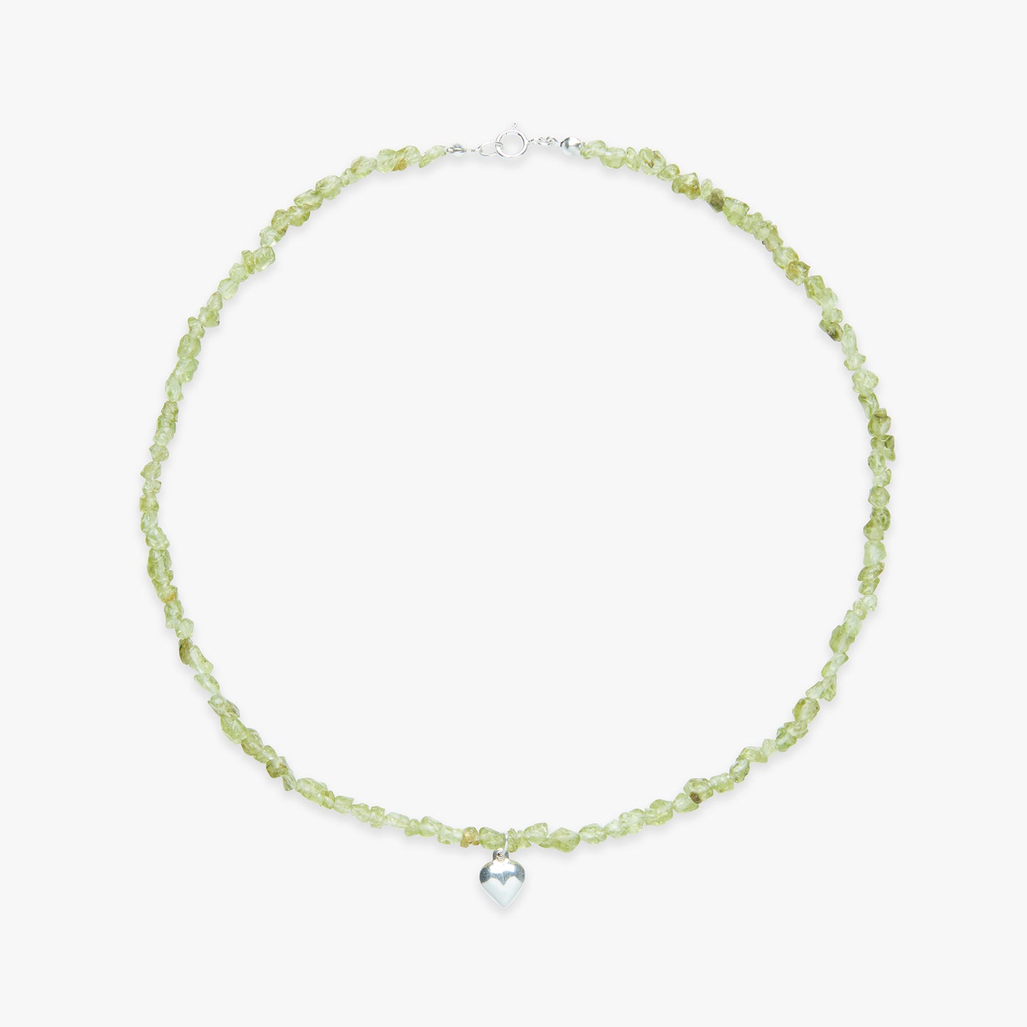 Peridot Puffy Heart ketting zilver