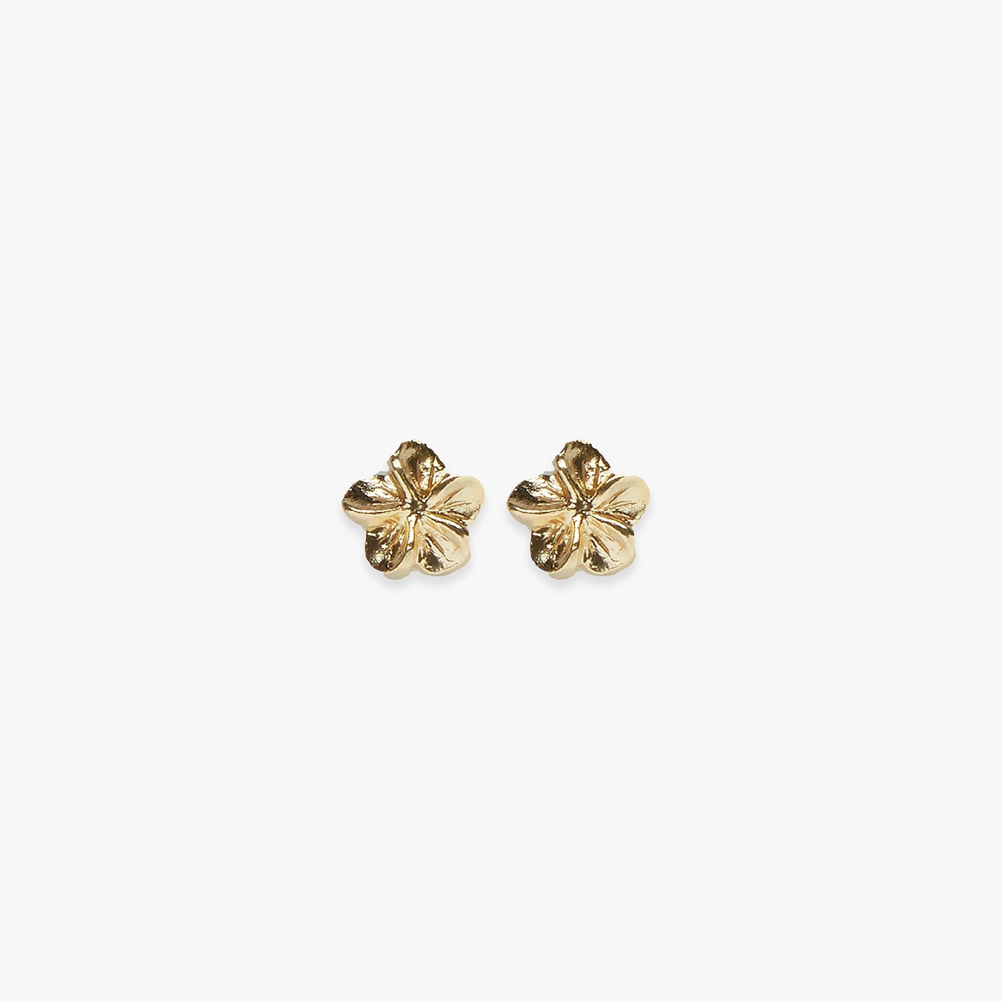 Gold flower-shaped earrings on a white background