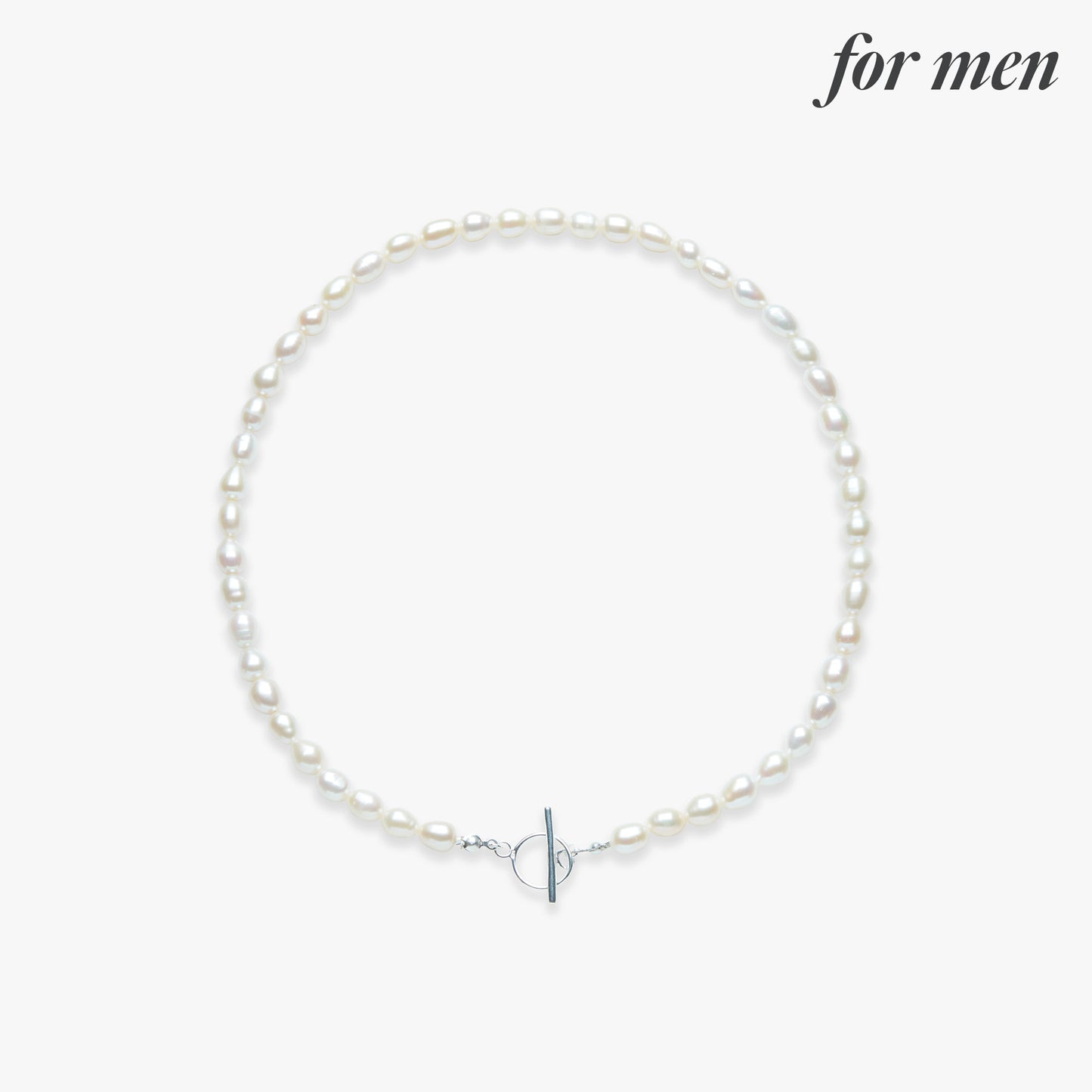 Rêve full large pearl necklace silver for men