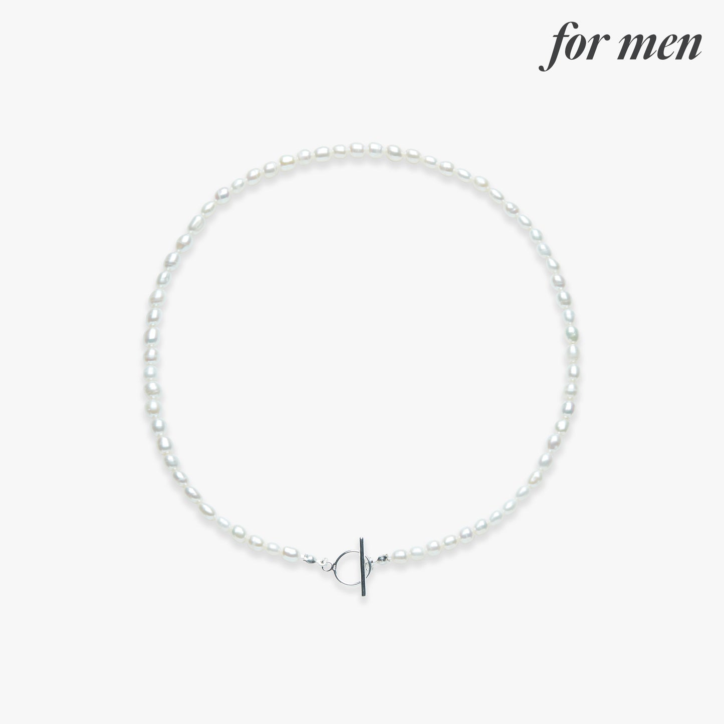 Rêve full medium pearl necklace silver for men