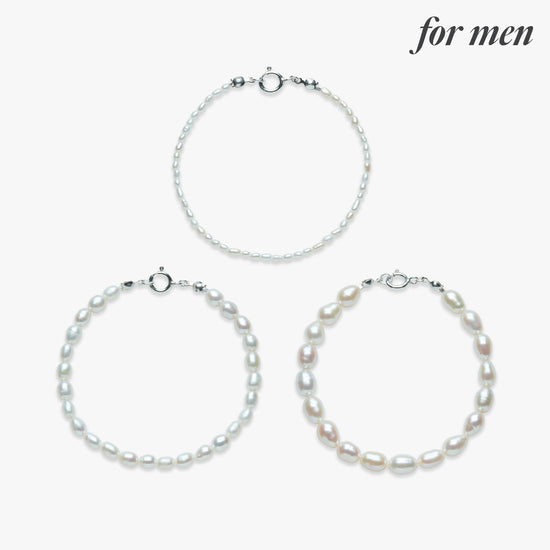Rêve full pearl bracelet silver for men