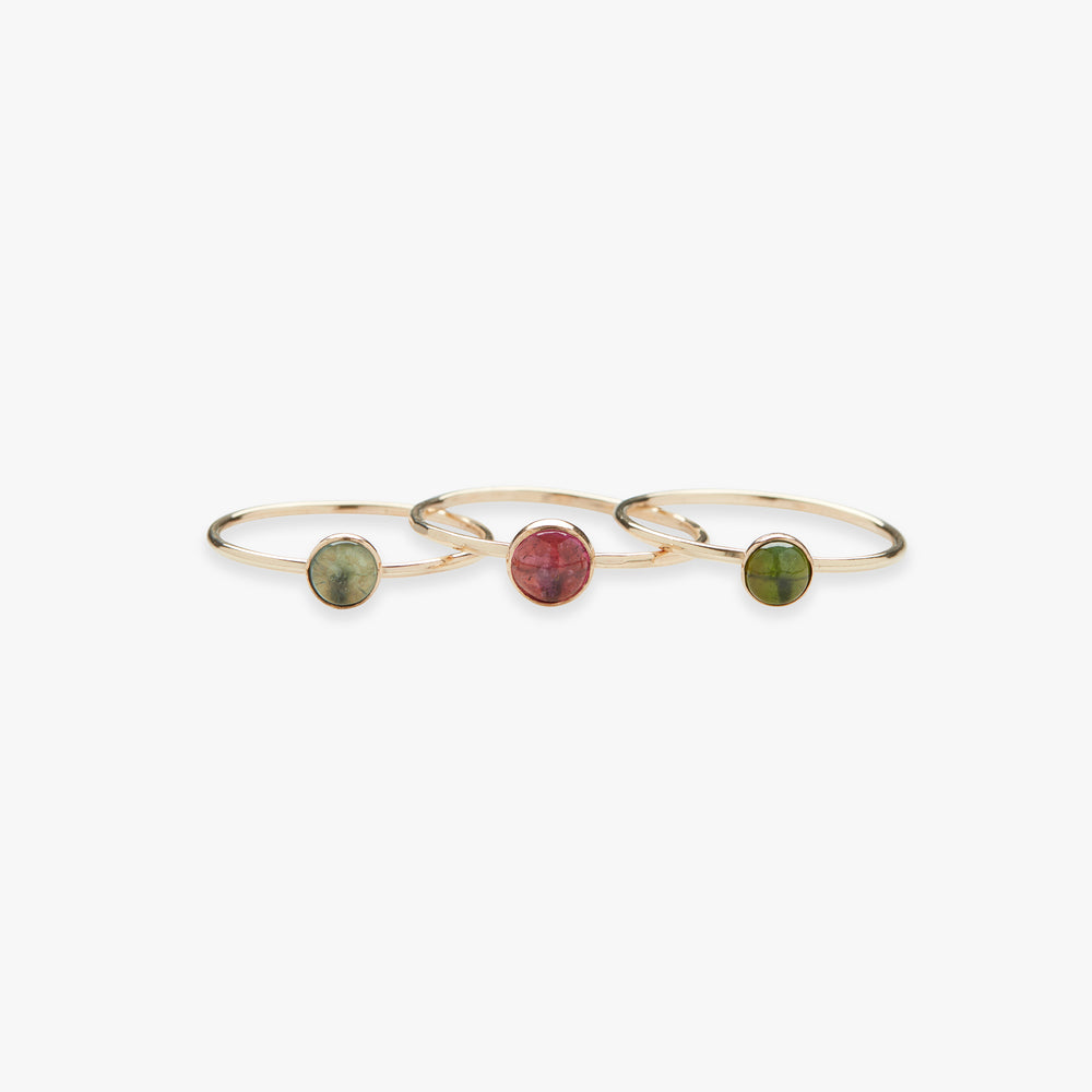 Round tourmaline gemstone ring gold filled