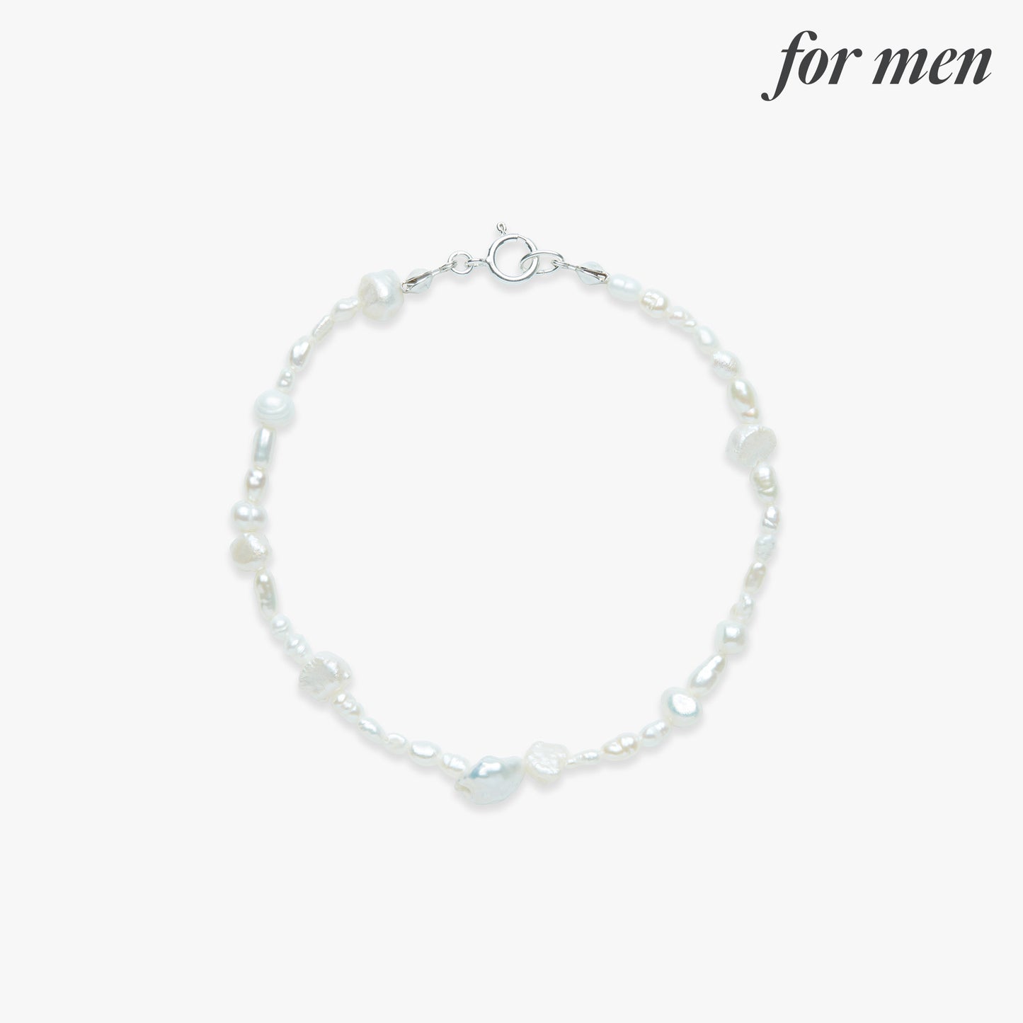 Stitch pearl bracelet silver for men
