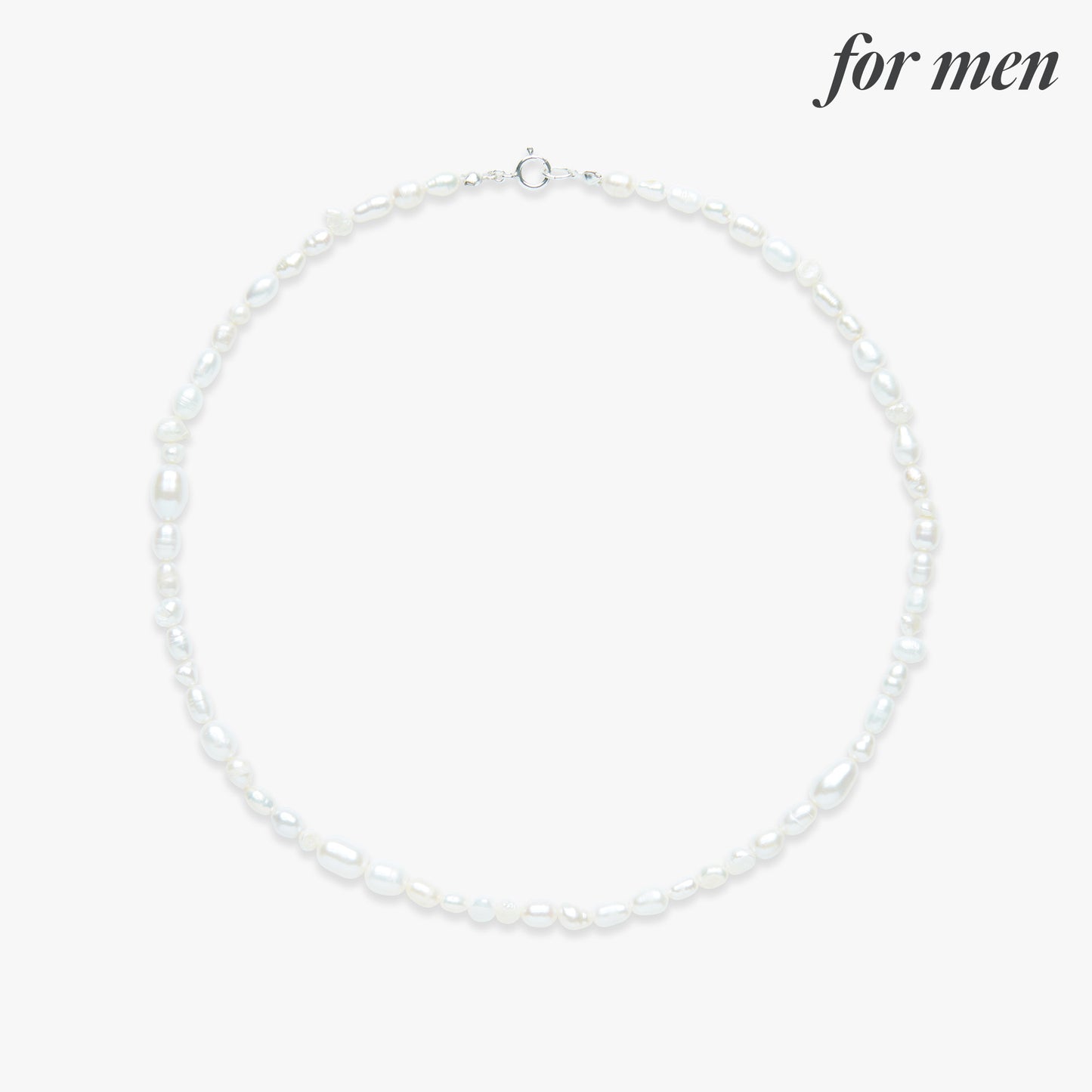 Stitch pearl necklace silver for men