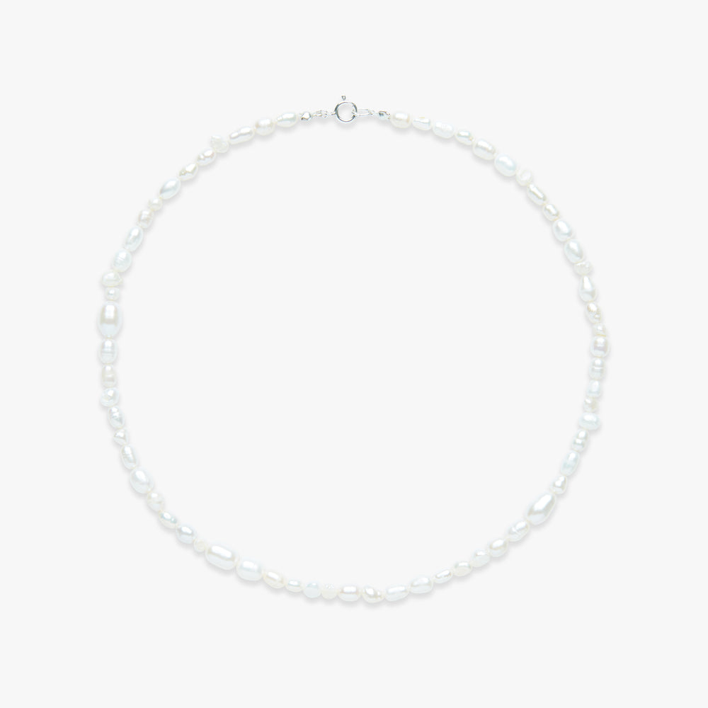 Stitch pearl necklace silver