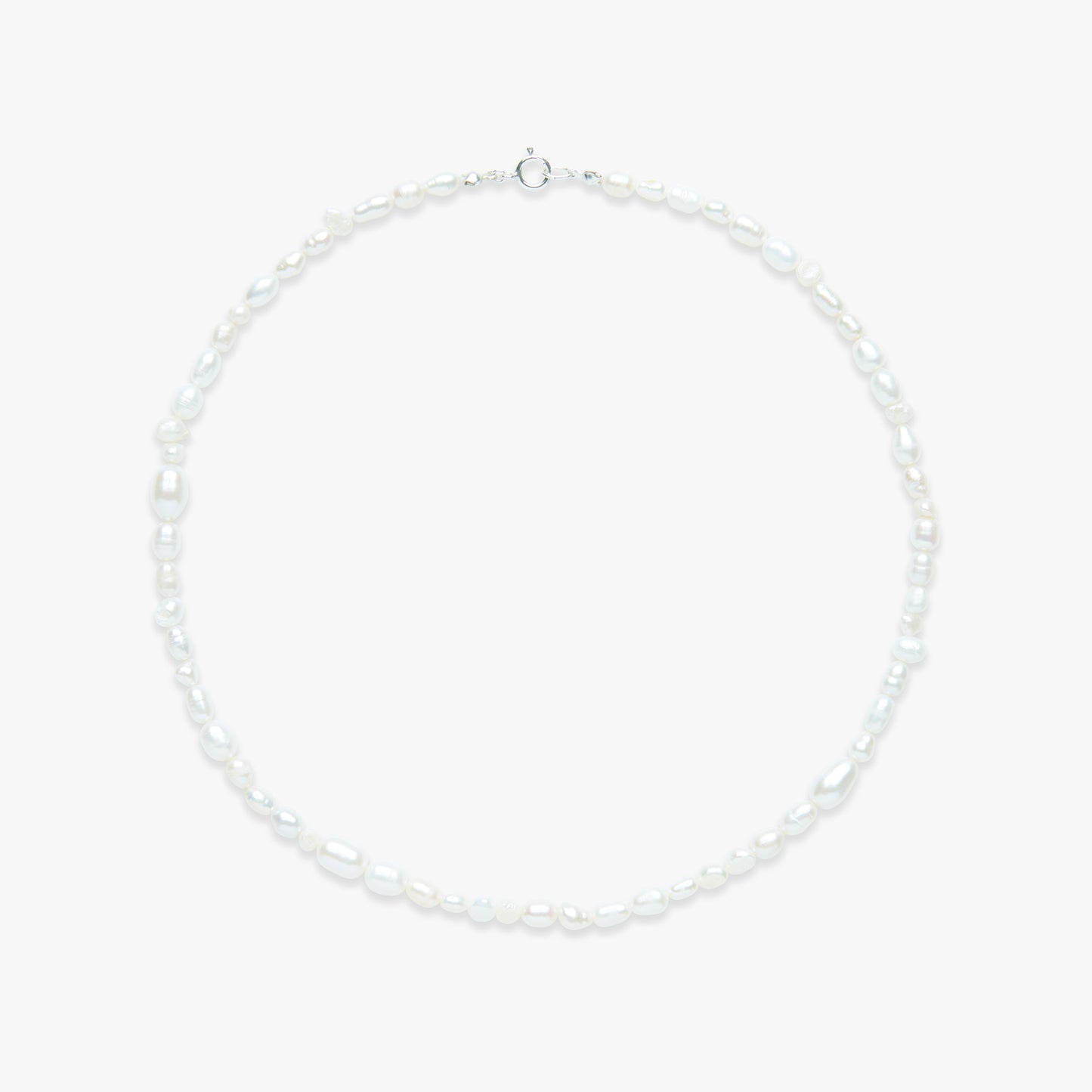 Stitch pearl necklace silver
