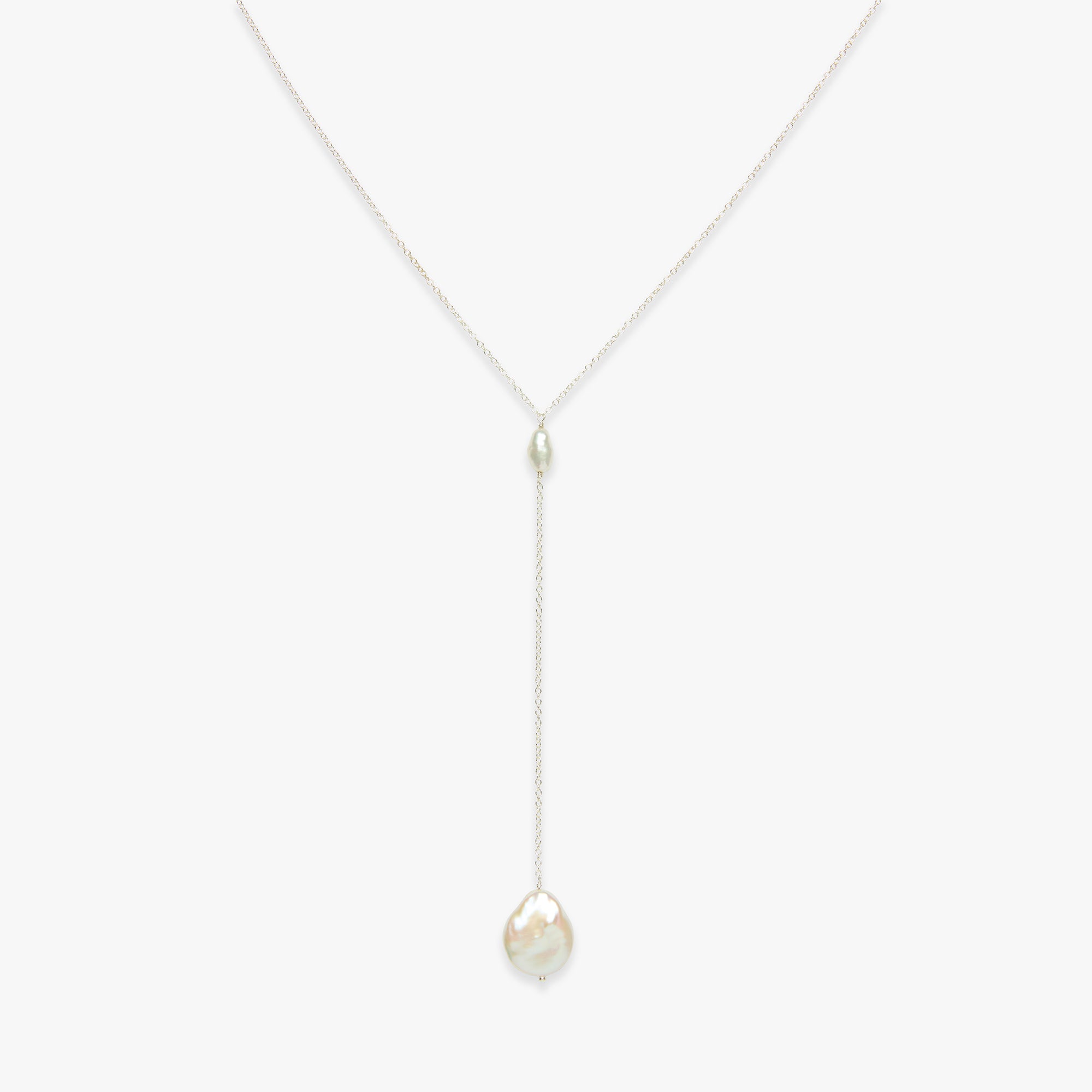 Ev Lariat Ketting Sterling Zilver | Barokparels | Koi Atelier