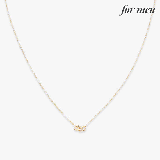 Three rings necklace gold filled for men