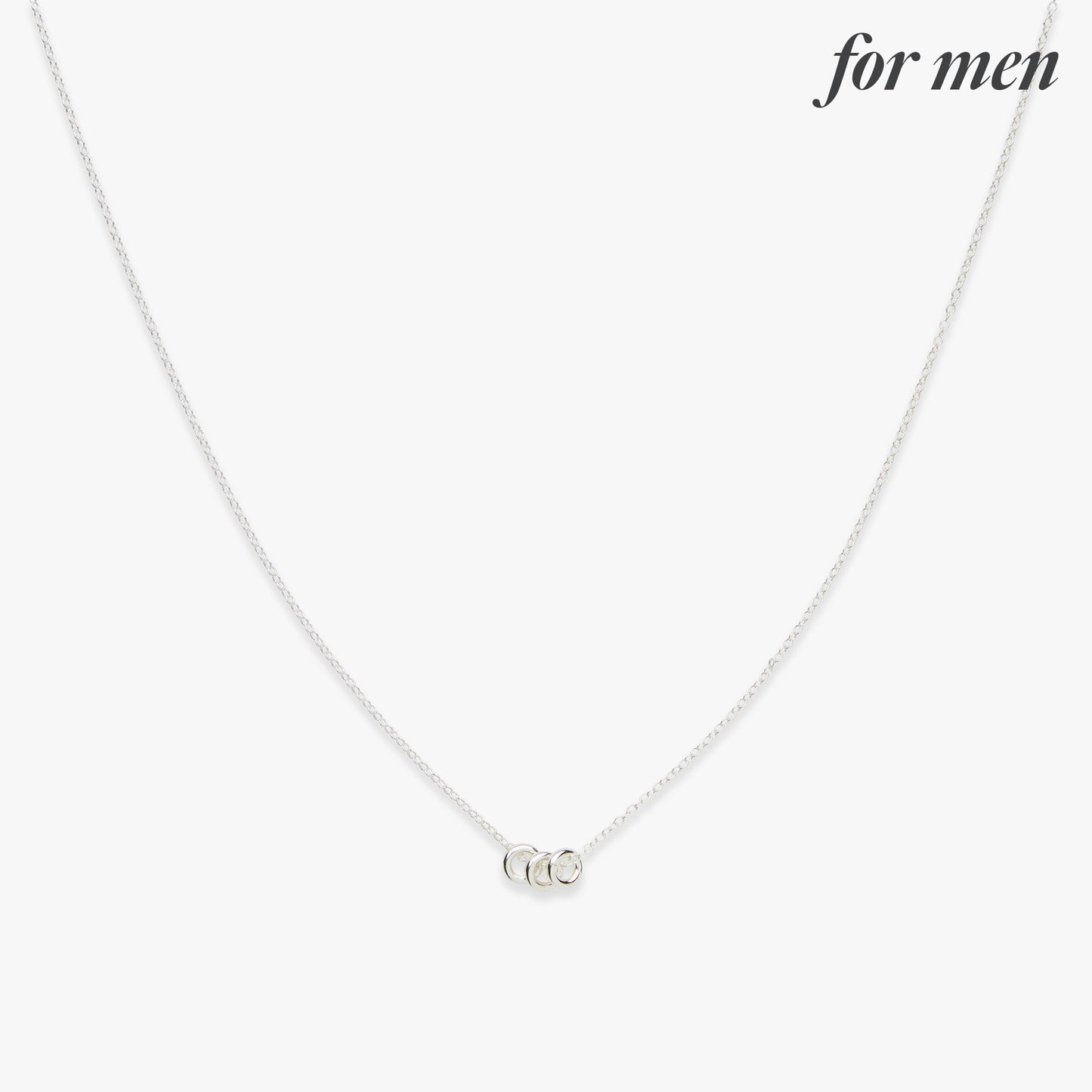 Three rings necklace silver for men