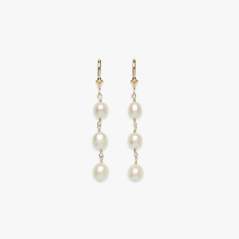 Triple pearl hook earring gold filled