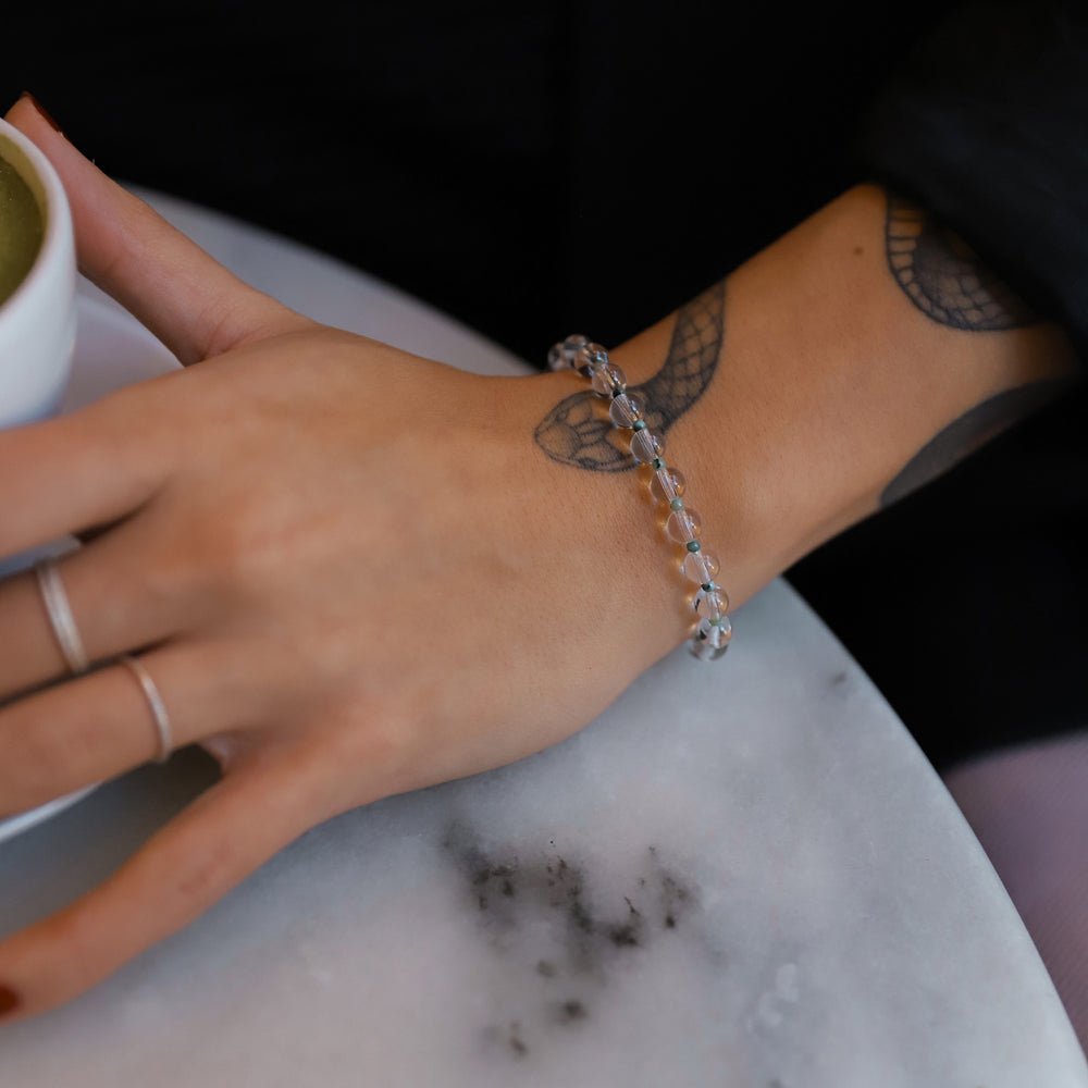 Iced matcha edelsteen armband zilver