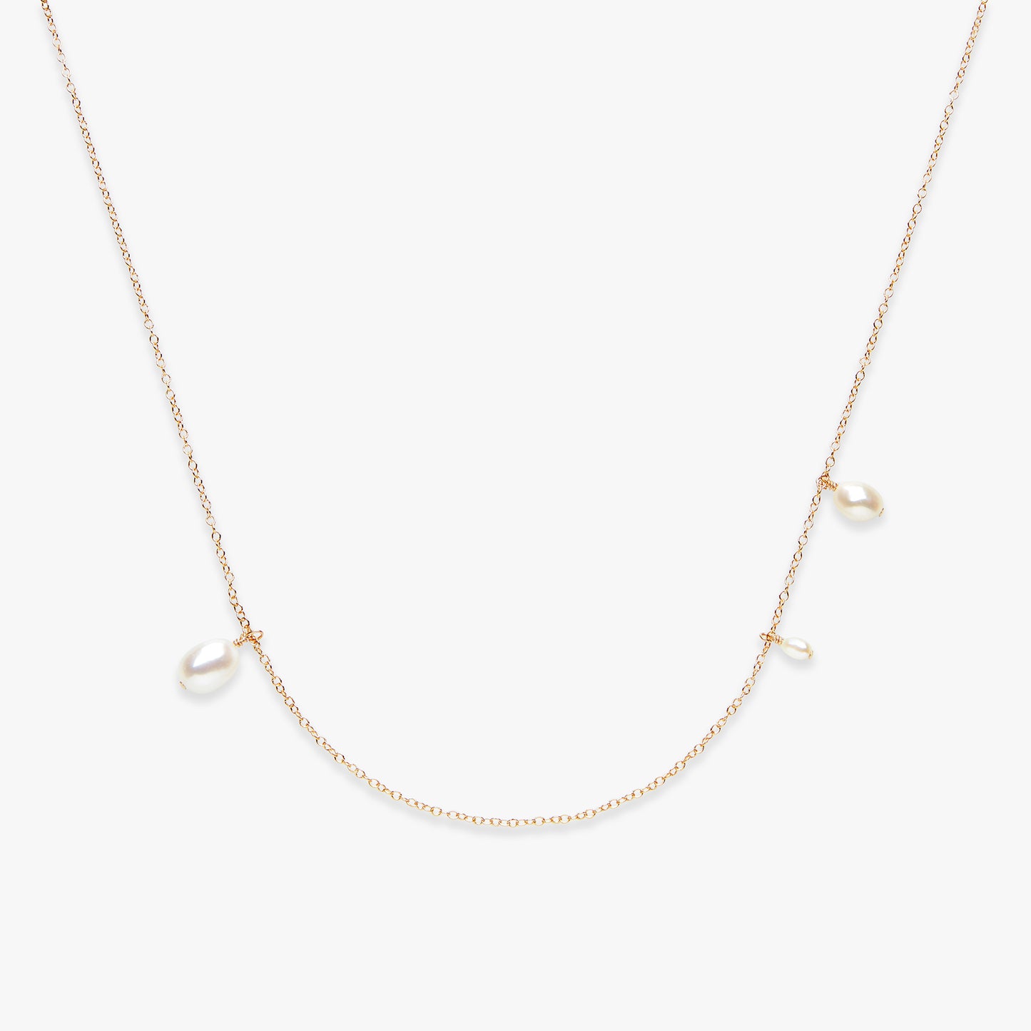 Asymmetric Pearl necklace gold filled