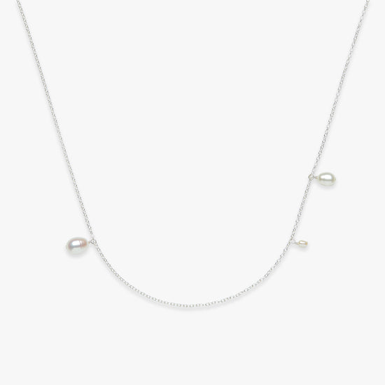 Asymmetric Pearl ketting zilver