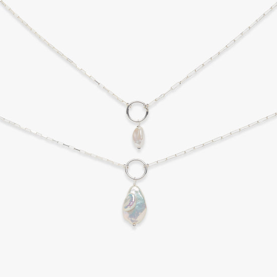 Baroque pearl necklace silver