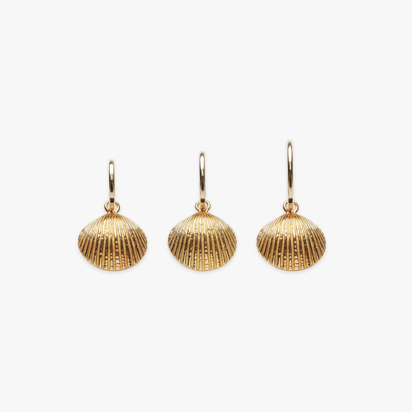 Cockle shell pendant earring gold filled