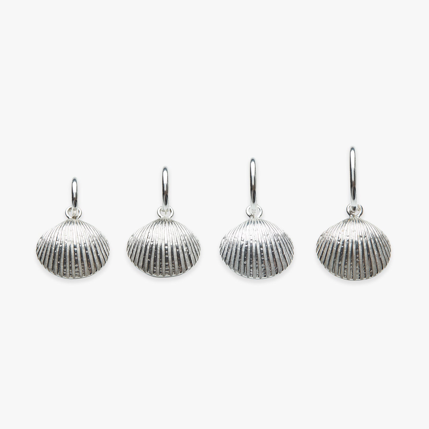 Cockle shell pendant earring silver