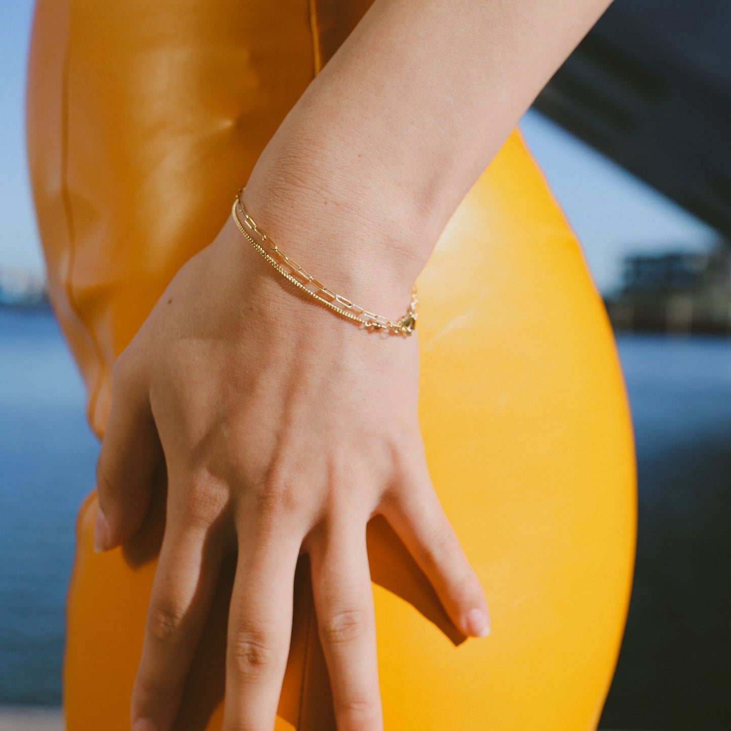 Paperclip chain armband gold filled