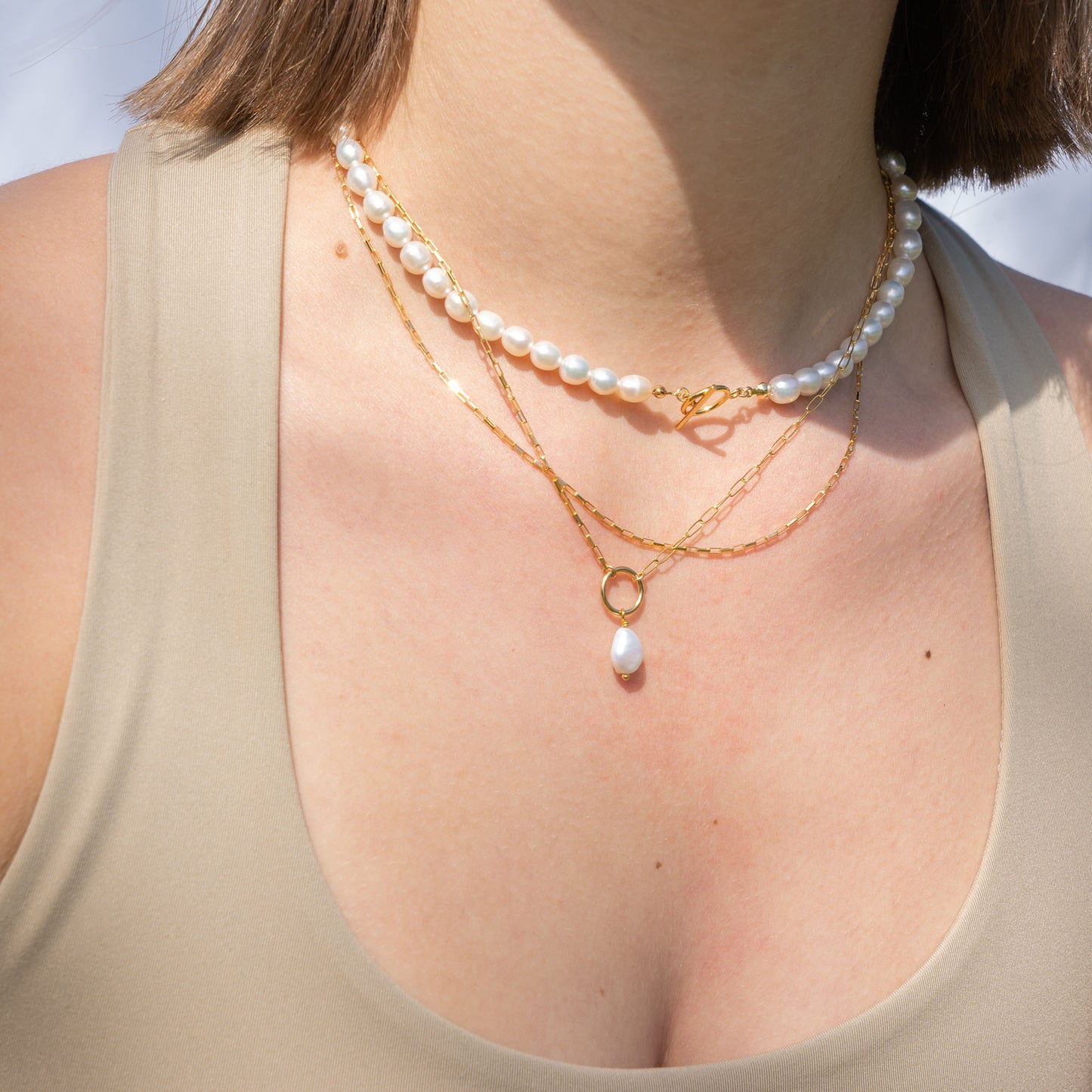 Baroque pearl necklace gold filled