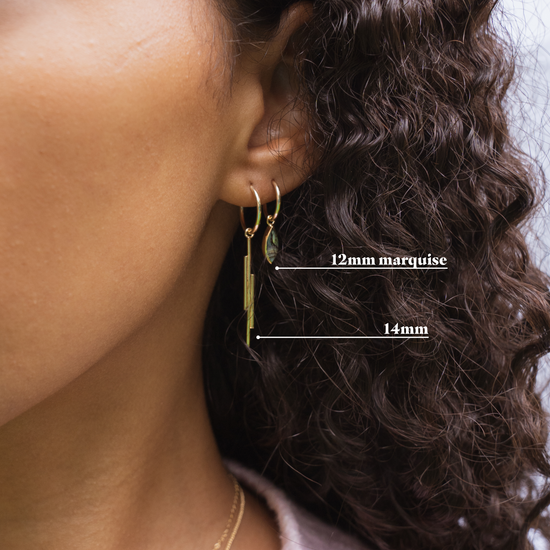 Load image into Gallery viewer, Long Lines pendant earring gold filled
