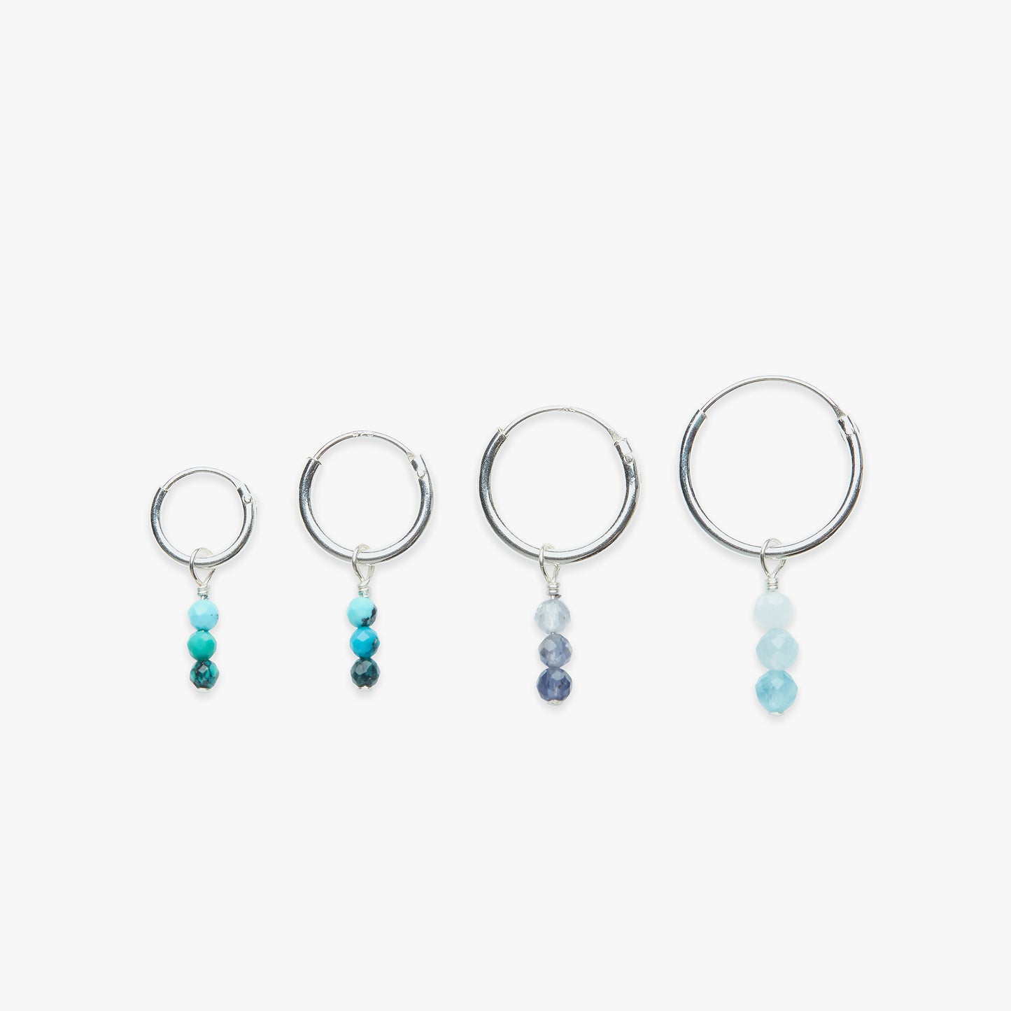 Load image into Gallery viewer, Gradient gemstones charm earring silver
