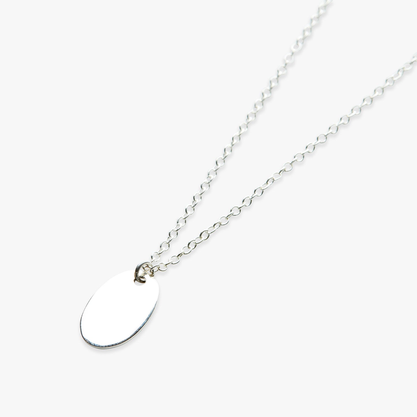Large oval pendant necklace silver