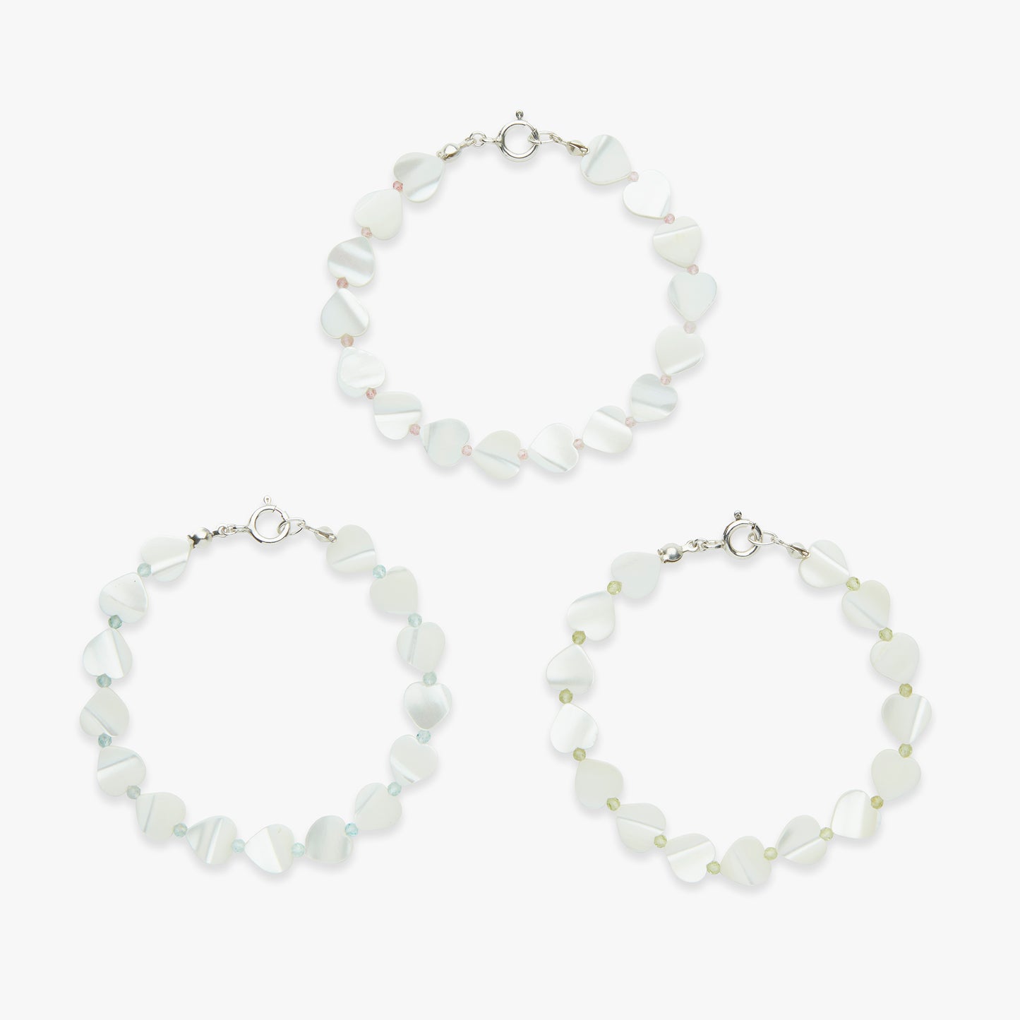 Milky Hearts bracelet silver