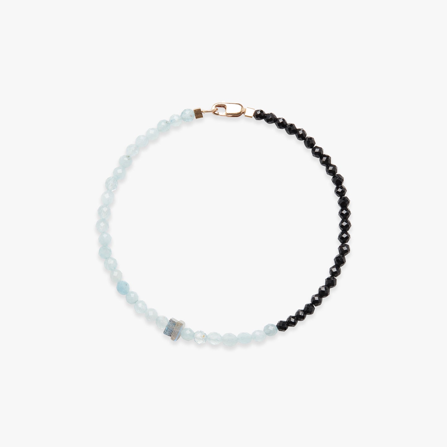 Load image into Gallery viewer, Once in a Blue Moon black spinel bracelet gold filled
