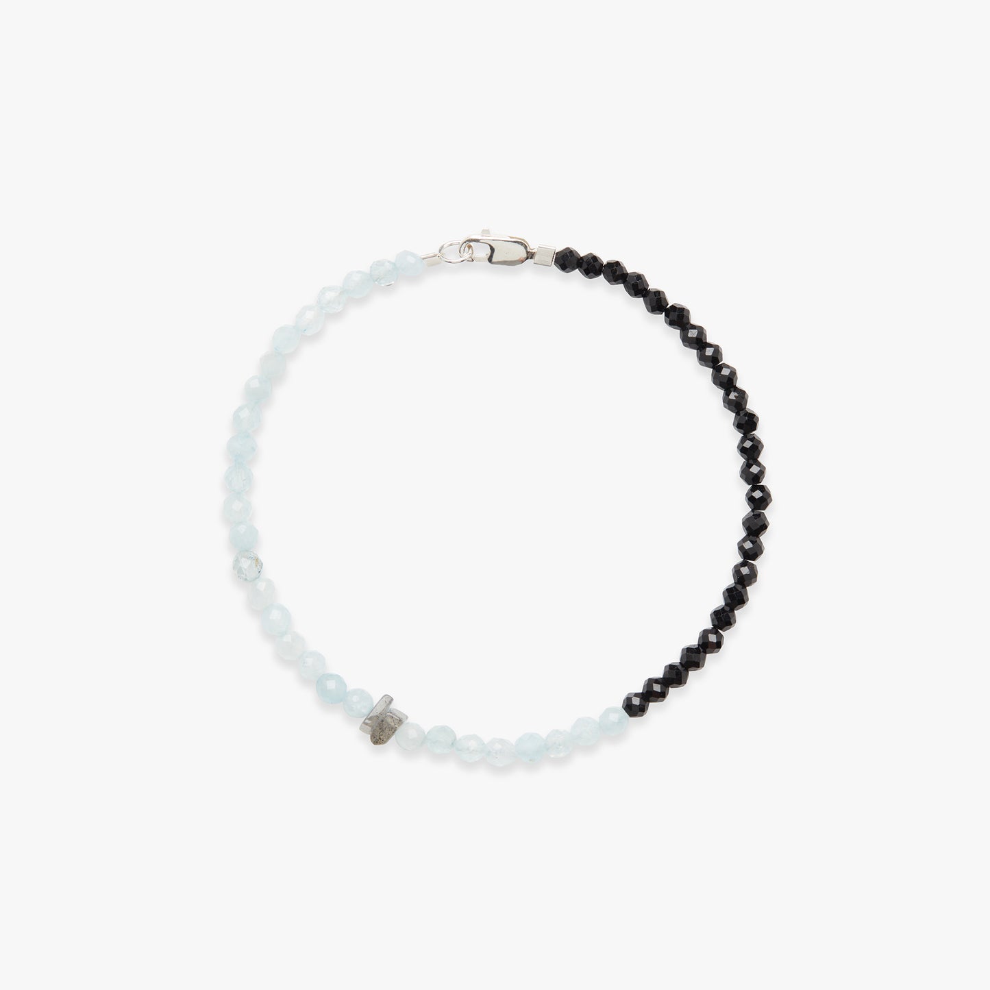 Load image into Gallery viewer, Once in a Blue Moon black spinel bracelet silver
