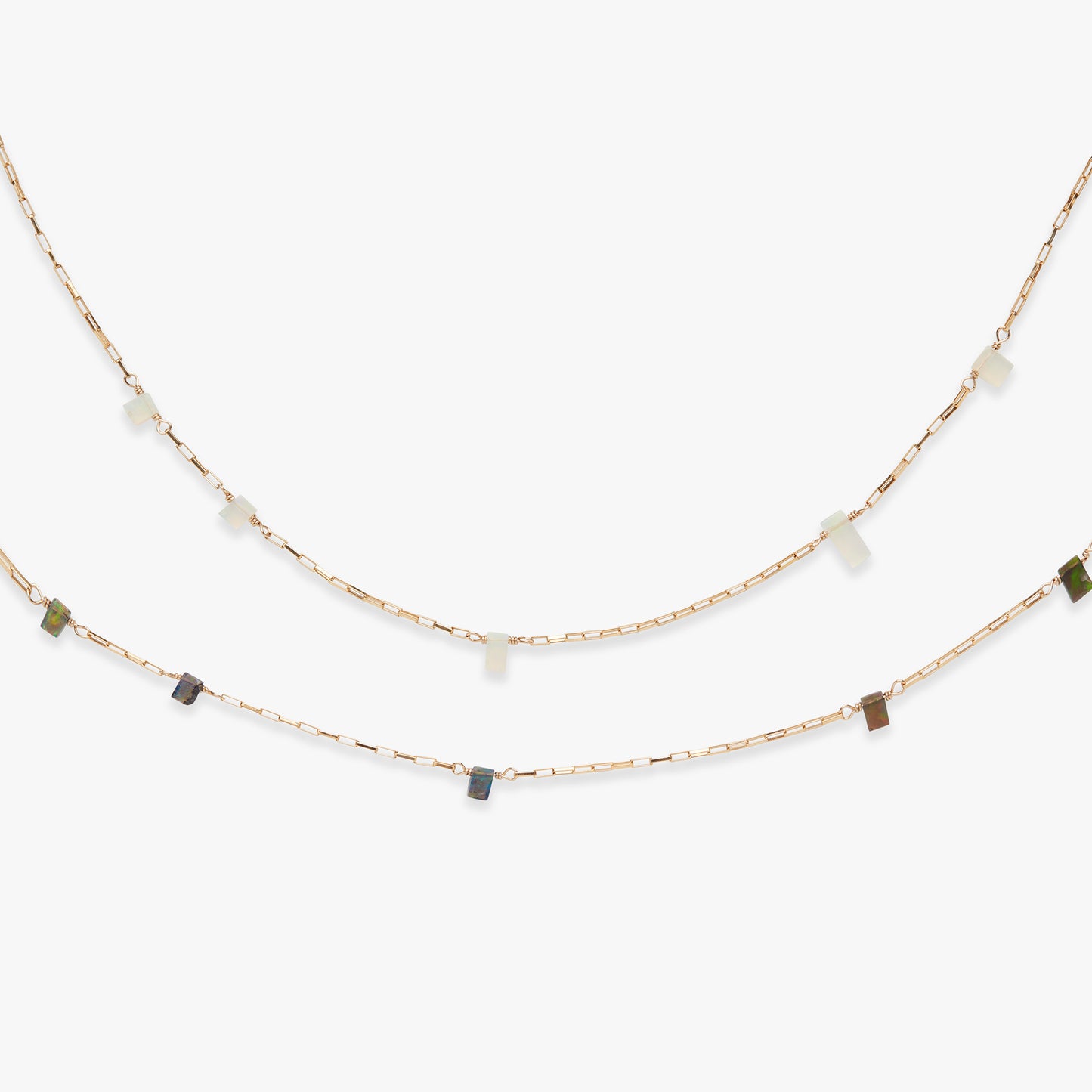 Opal Asymmetry necklace gold filled