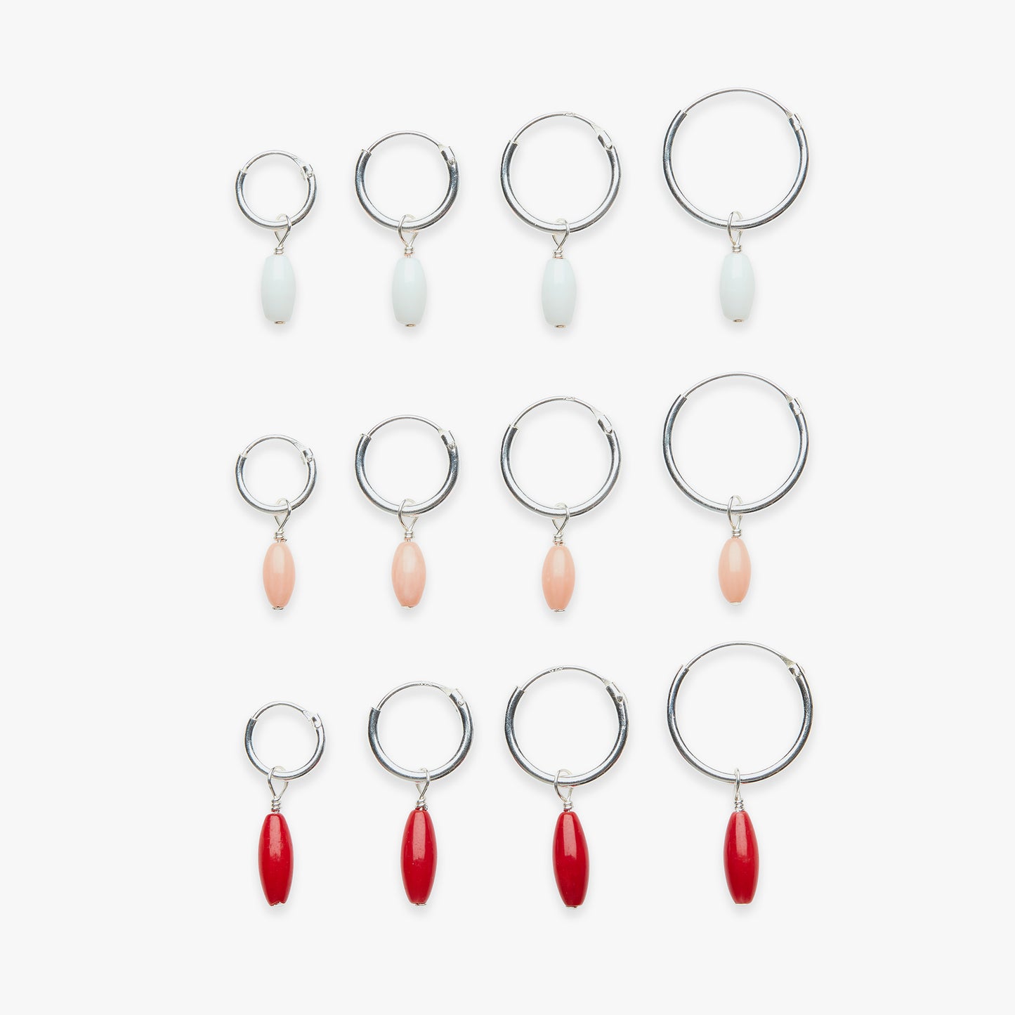 Oval Coral charm earring silver
