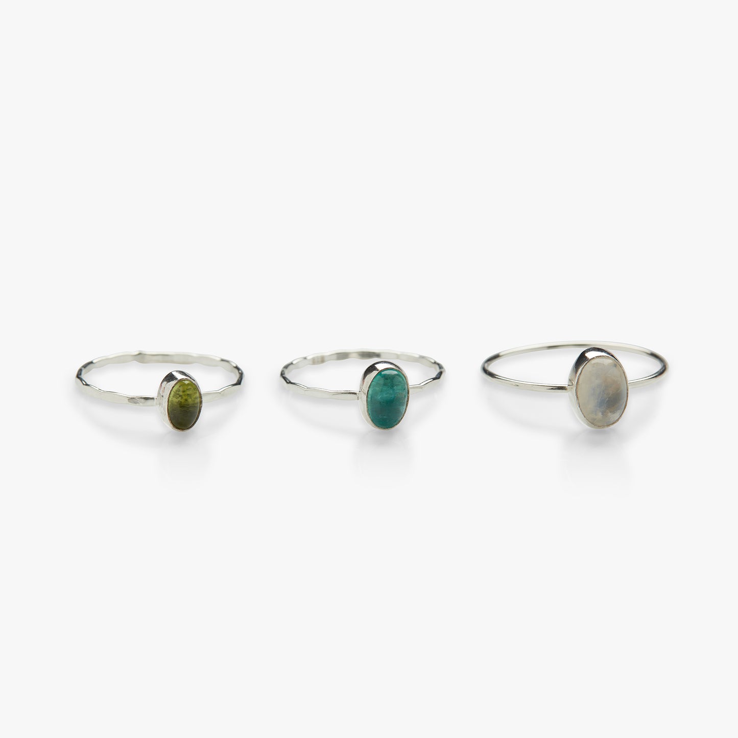 Oval gemstone ring silver