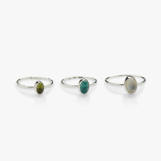 Load image into Gallery viewer, Oval gemstone ring silver
