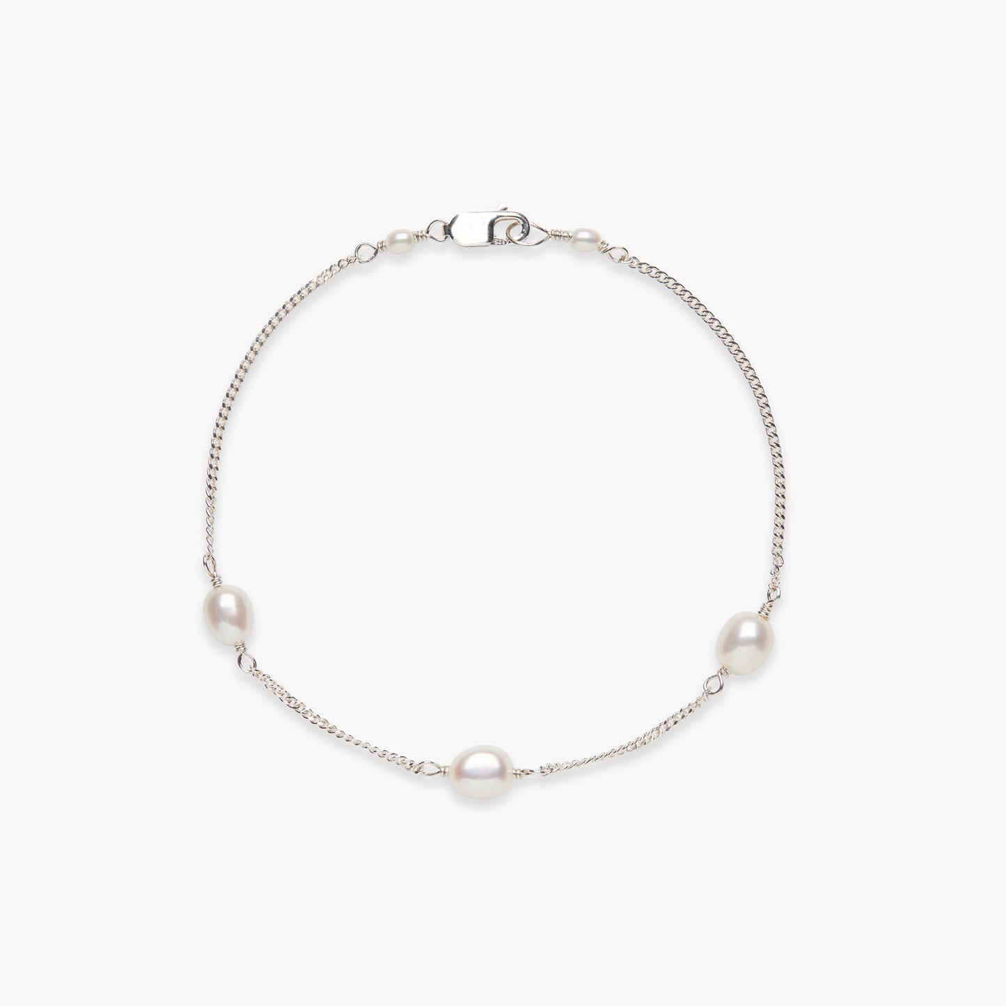 Pearl curb bracelet silver