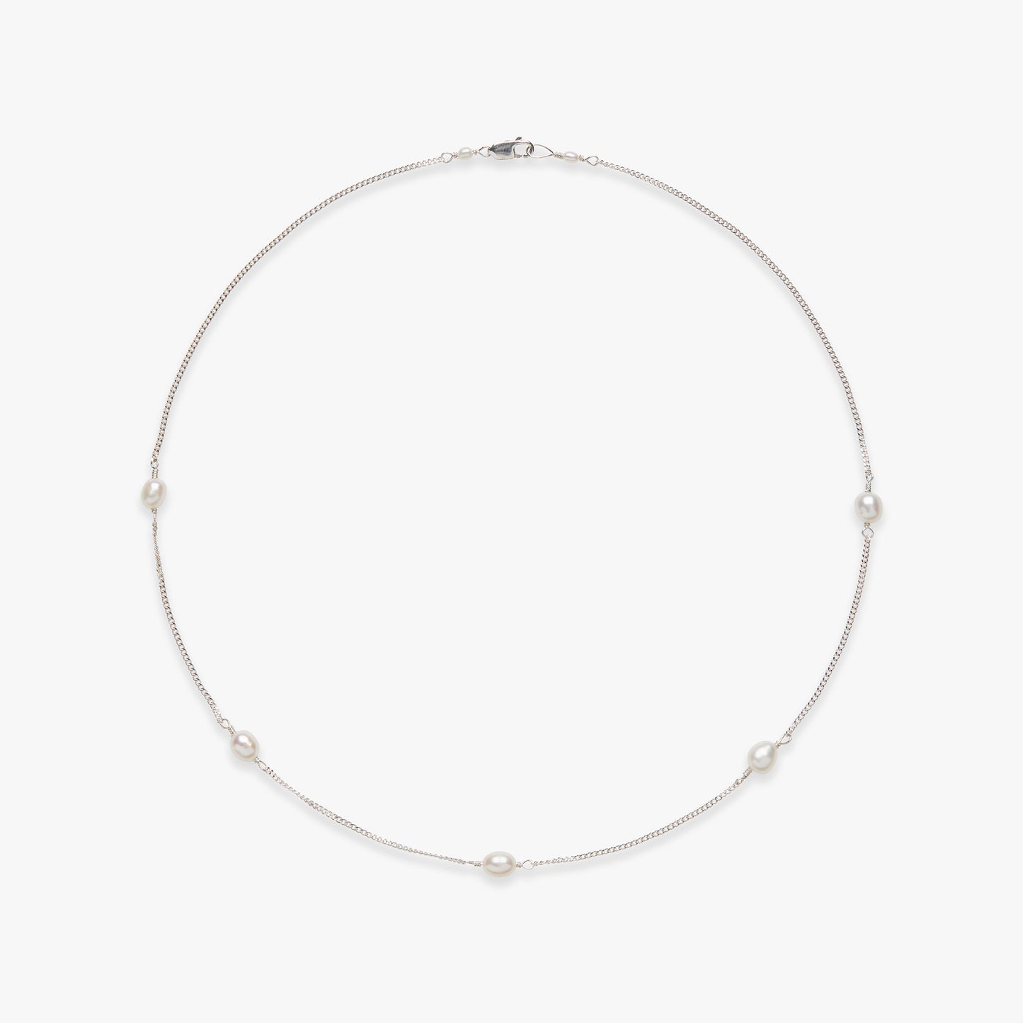 Load image into Gallery viewer, Pearl curb necklace silver
