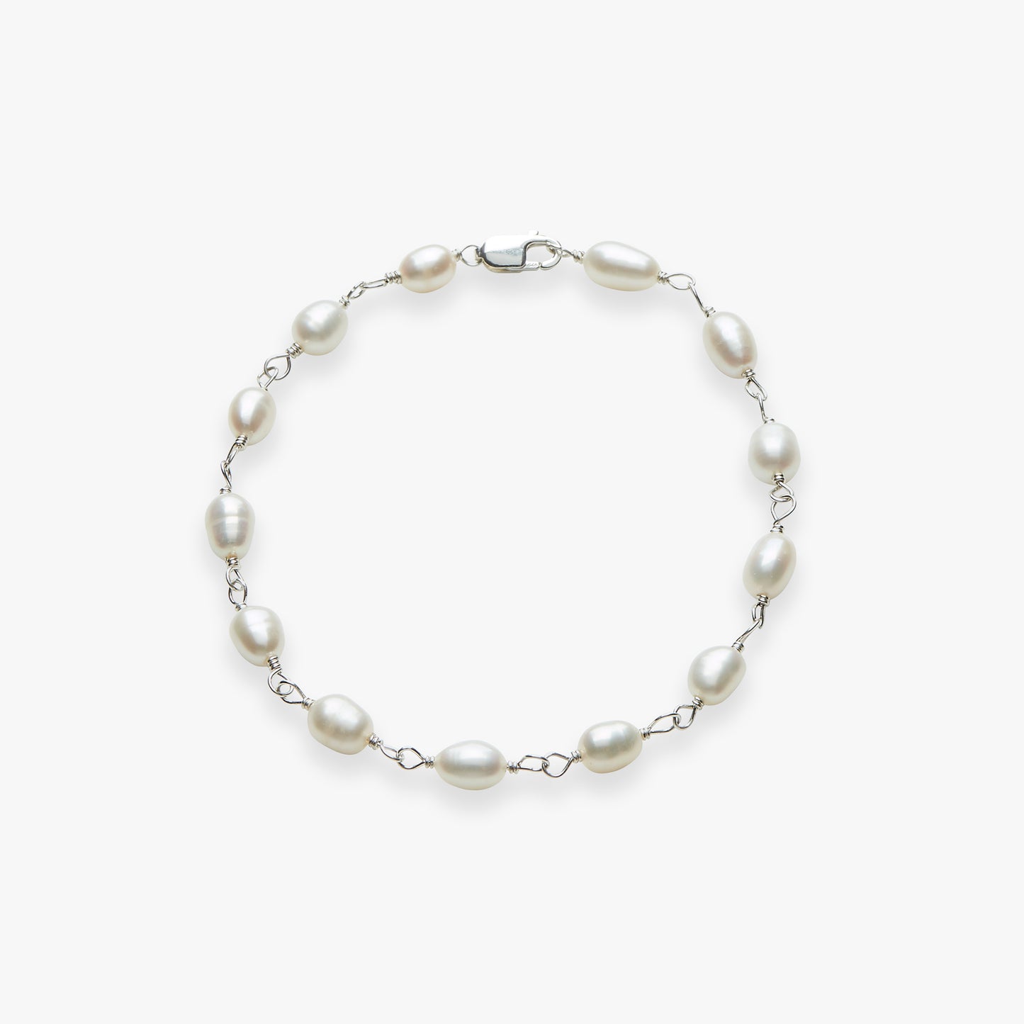 Parel rosary armband zilver