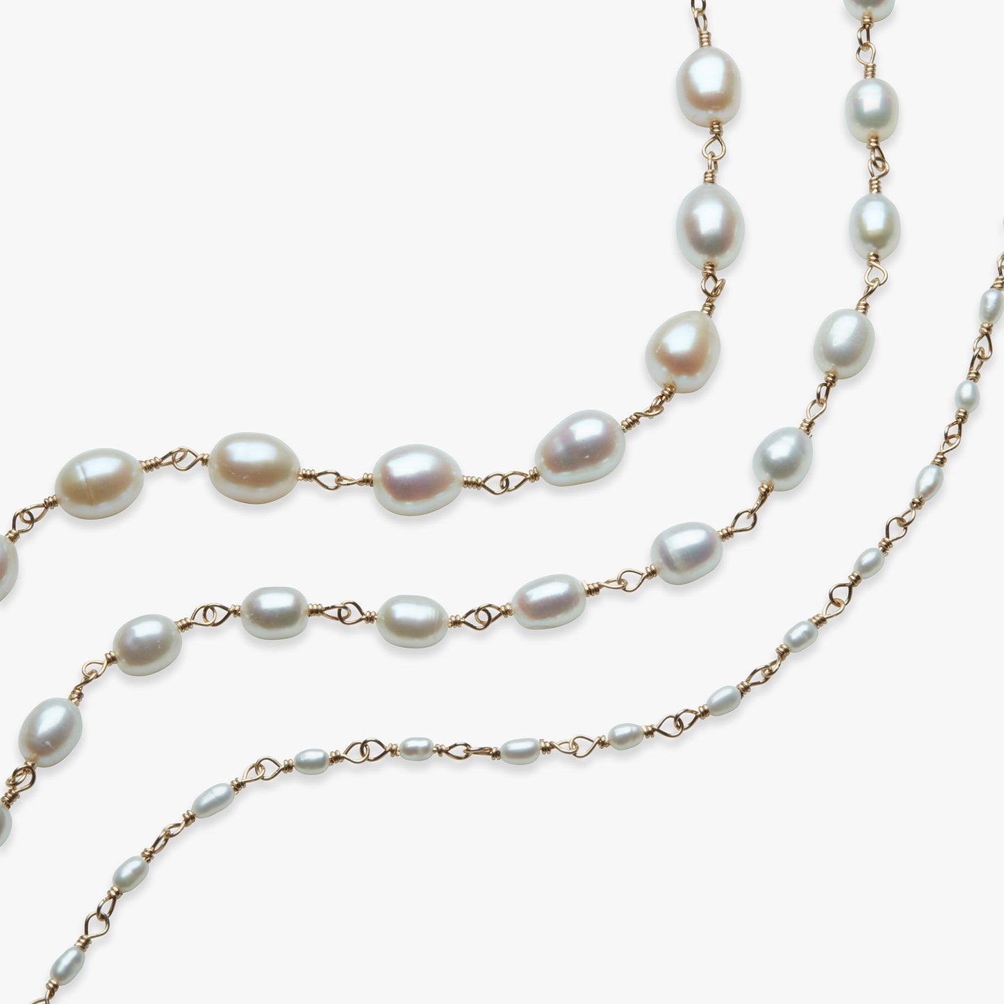 Pearl rosary necklace gold filled