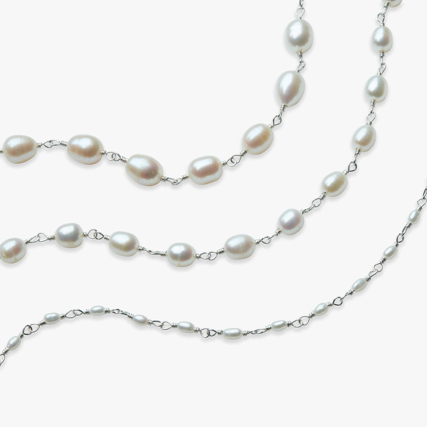 Load image into Gallery viewer, Pearl rosary necklace silver
