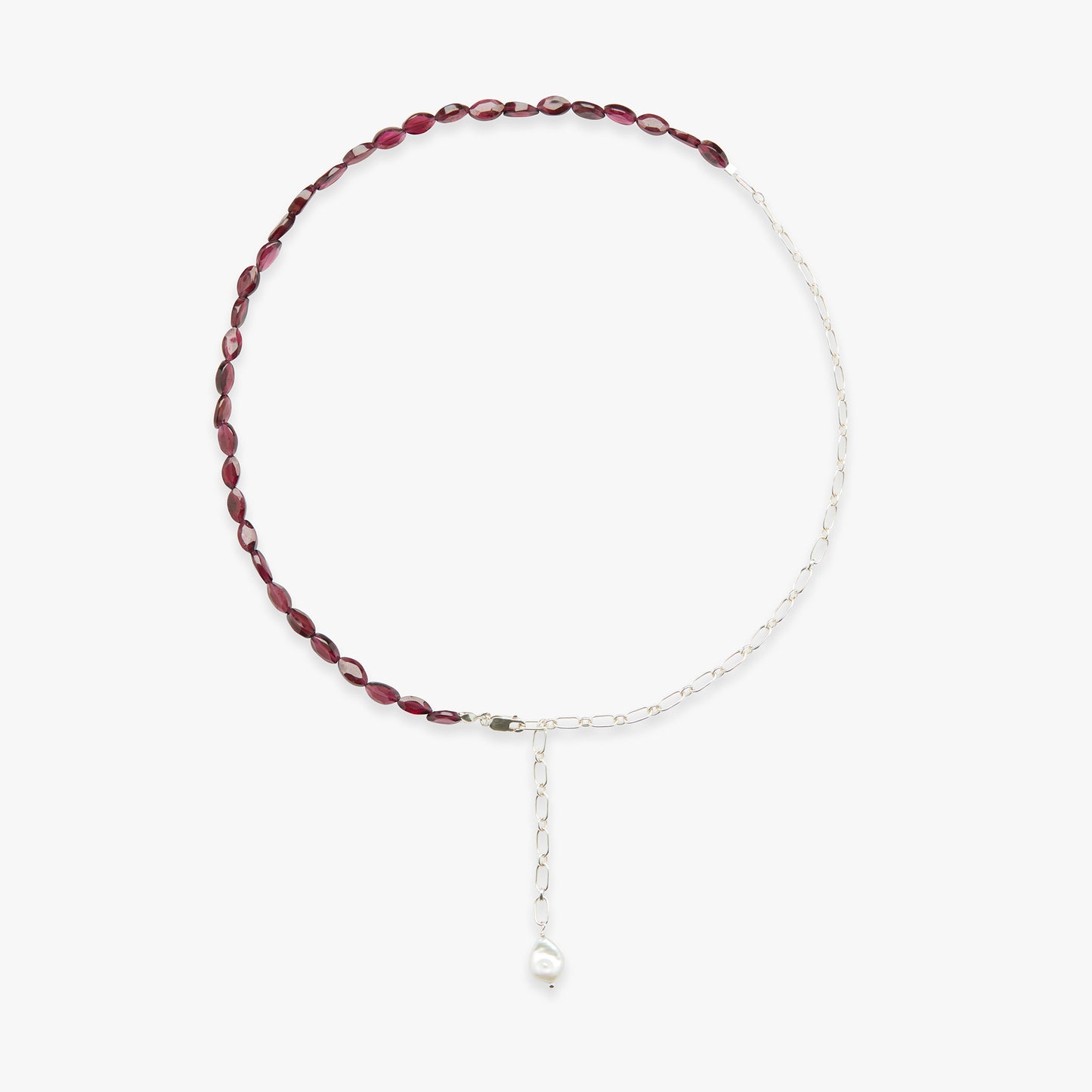Load image into Gallery viewer, Pomegranate Seeds lariat necklace silver
